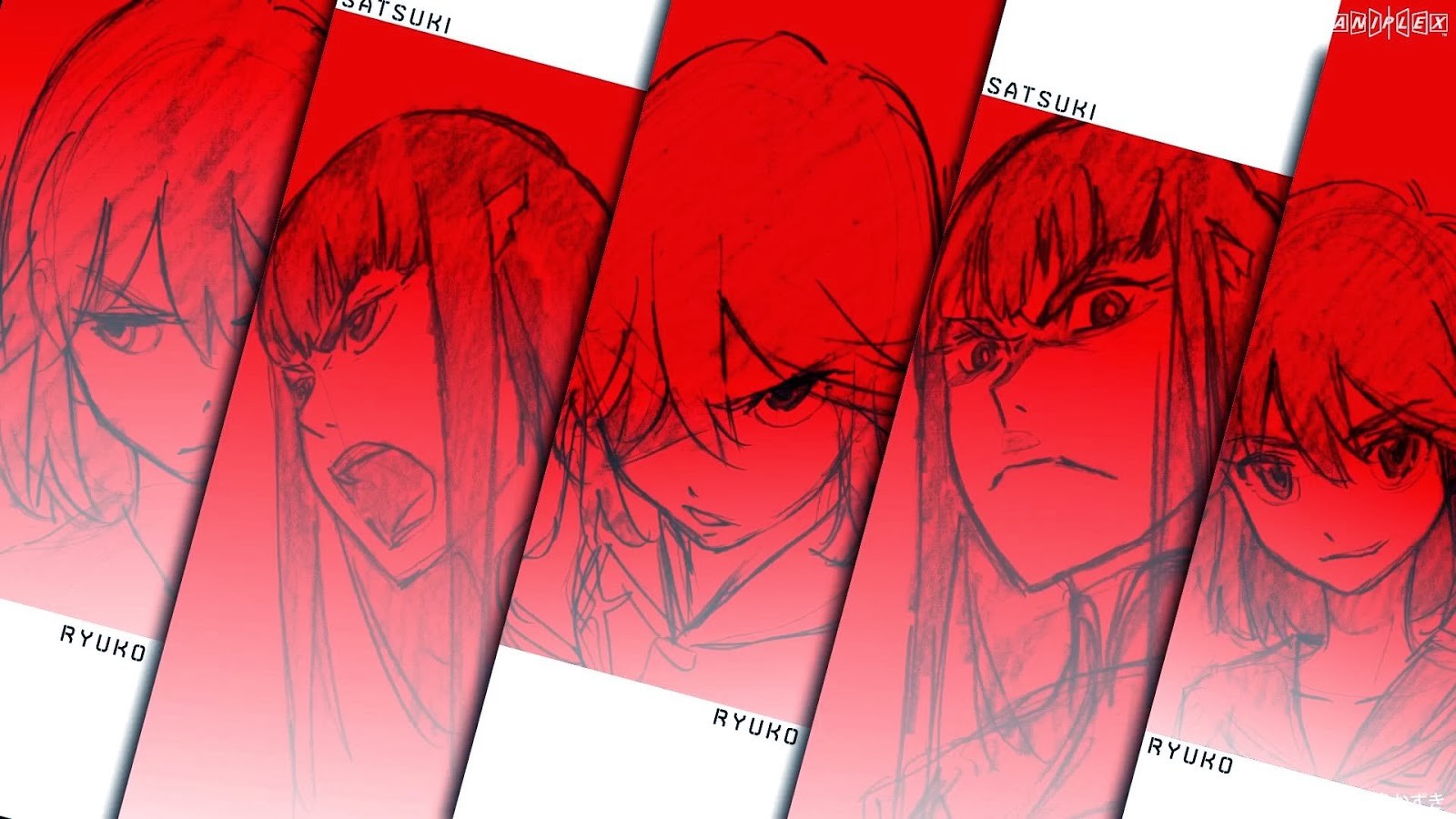 Anime 1600x900 Kill la Kill Kiryuin Satsuki Matoi Ryuuko red anime face angry anime girls collage