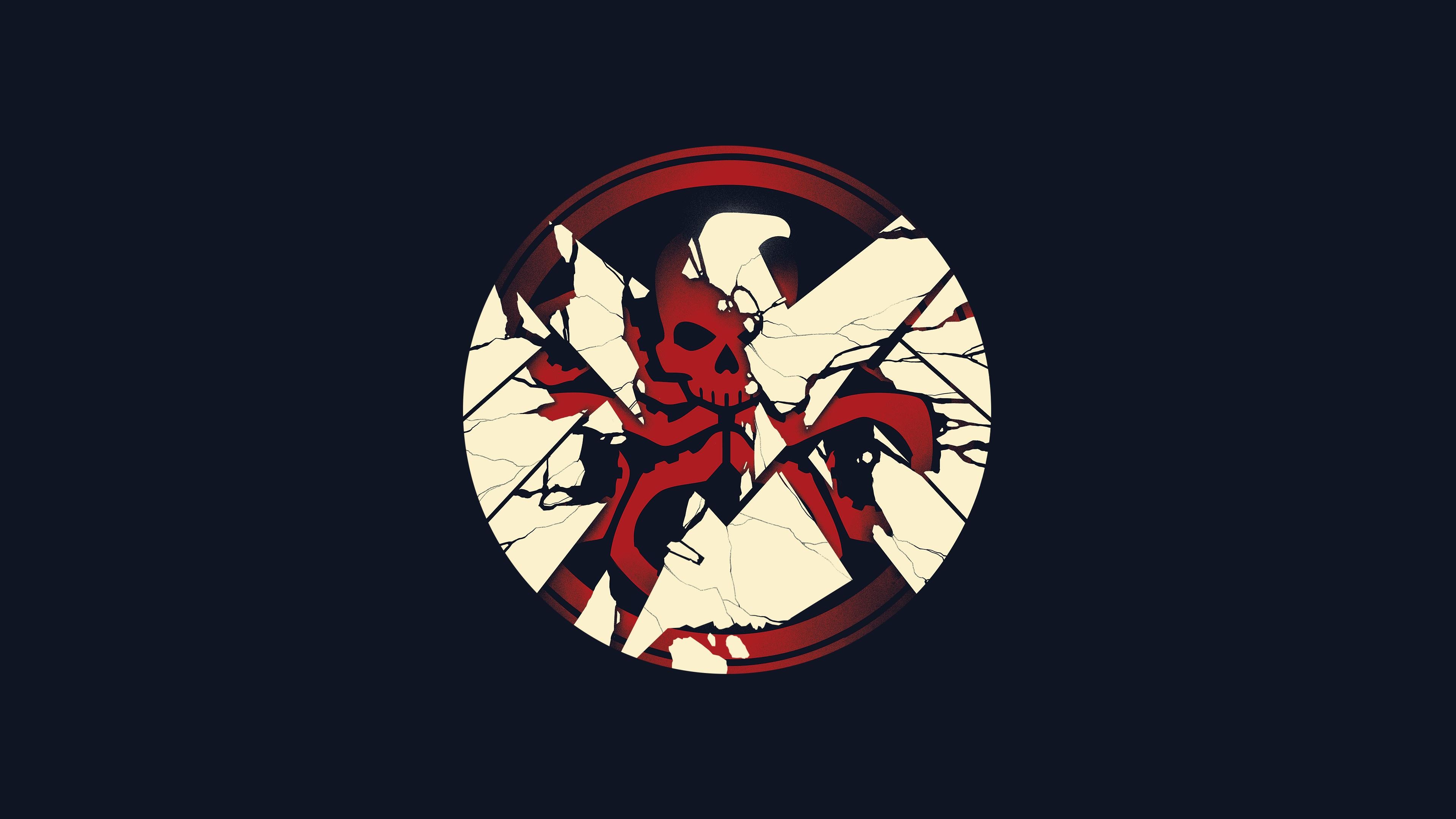 General 3840x2160 Marvel Comics Hydra (comics) S.H.I.E.L.D. dark background simple background skull