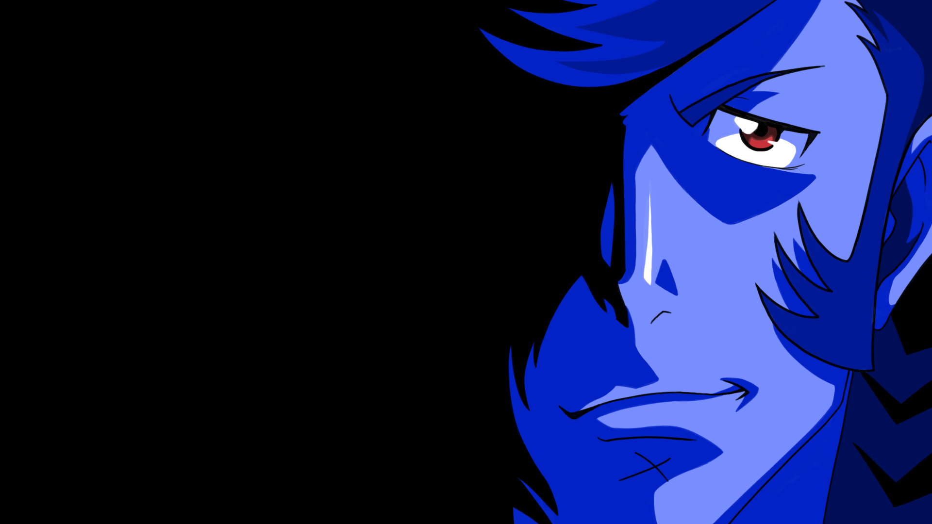 Anime 1920x1080 Space Dandy Dandy (Space Dandy) face anime boys blue black background simple background red eyes anime closeup