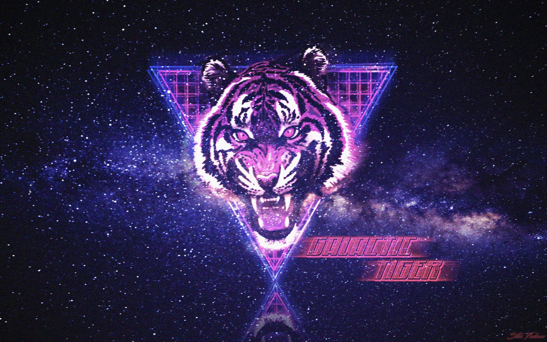 General 1920x1200 tiger space neon synthwave New Retro Wave retrowave typography photoshopped