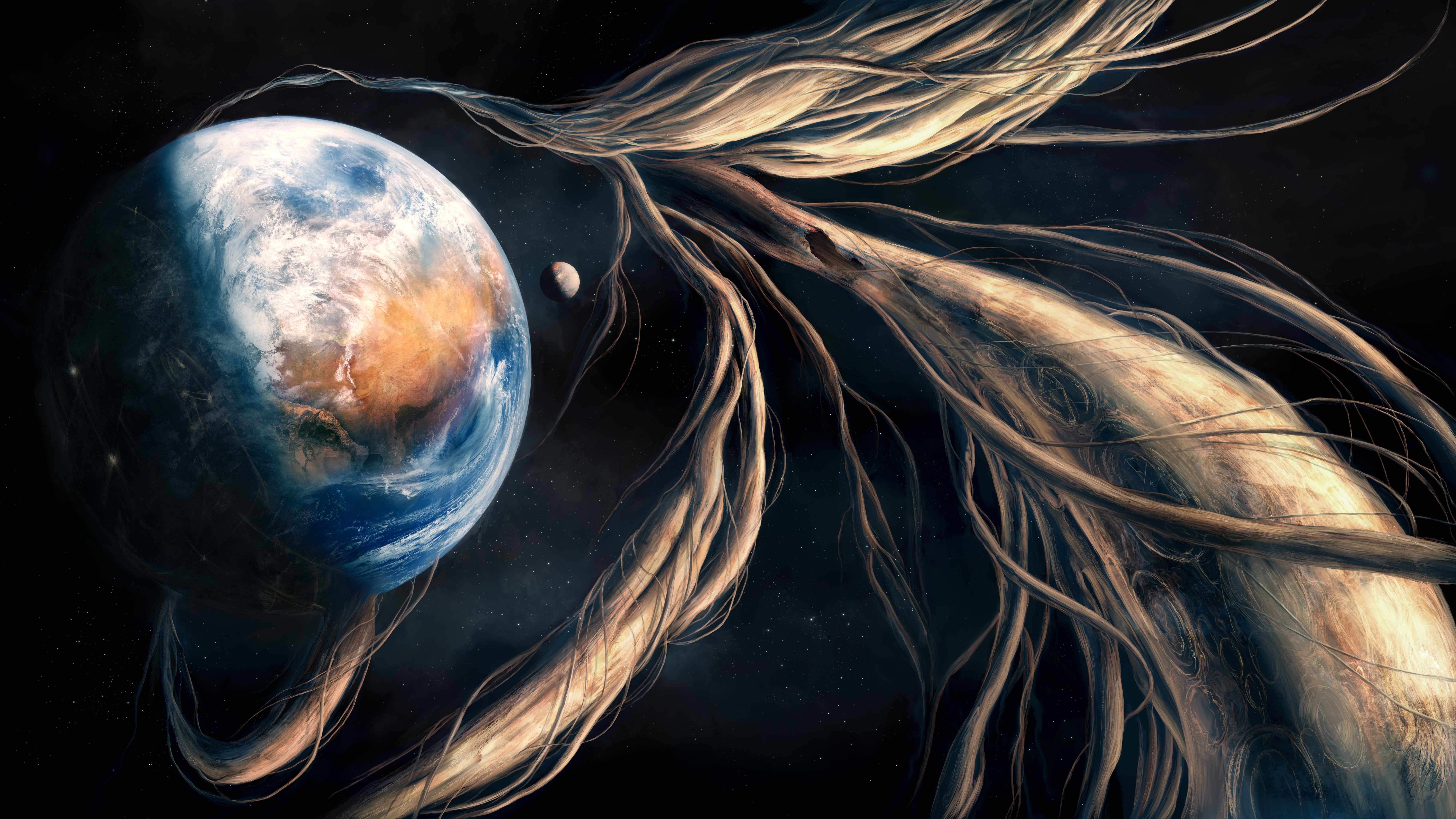 General 8000x4500 artwork science fiction abstract space universe Earth planet Moon