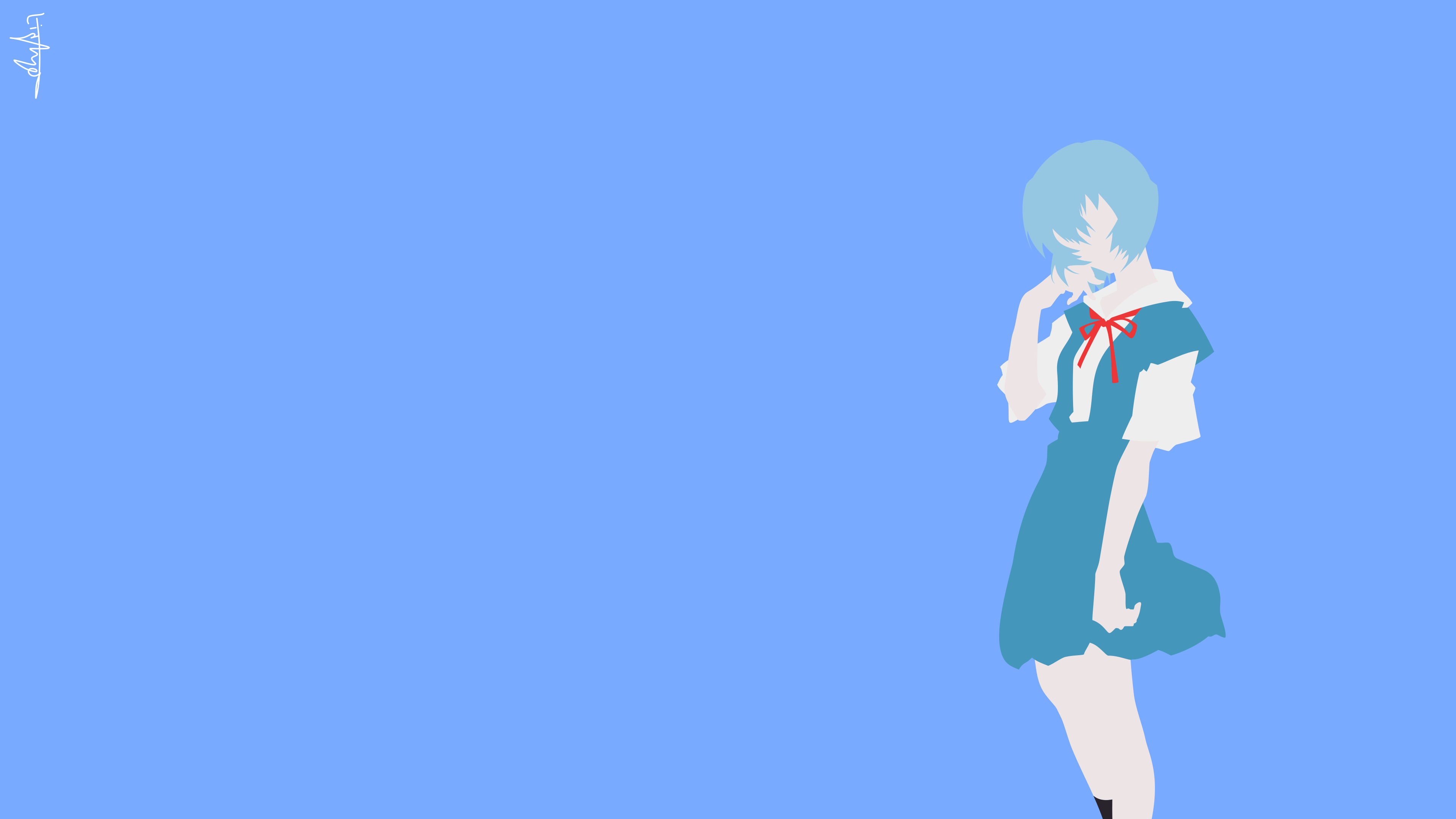 Anime 3840x2160 Neon Genesis Evangelion Ayanami Rei simple background vector art