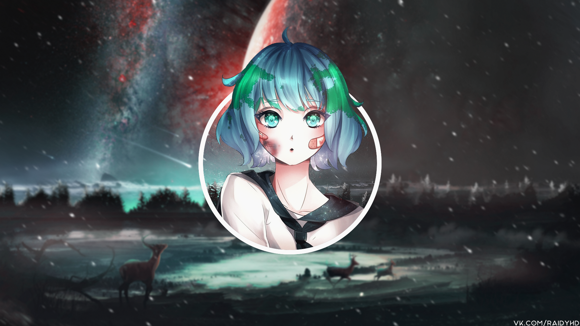 Anime 1920x1080 anime anime girls picture-in-picture Earth Earth-chan watermarked