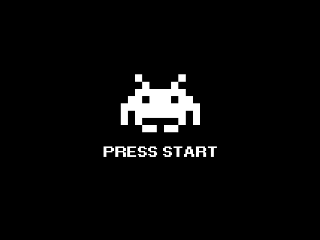 General 1024x768 video games digital art Space Invaders pixels minimalism video game art retro games simple background black background