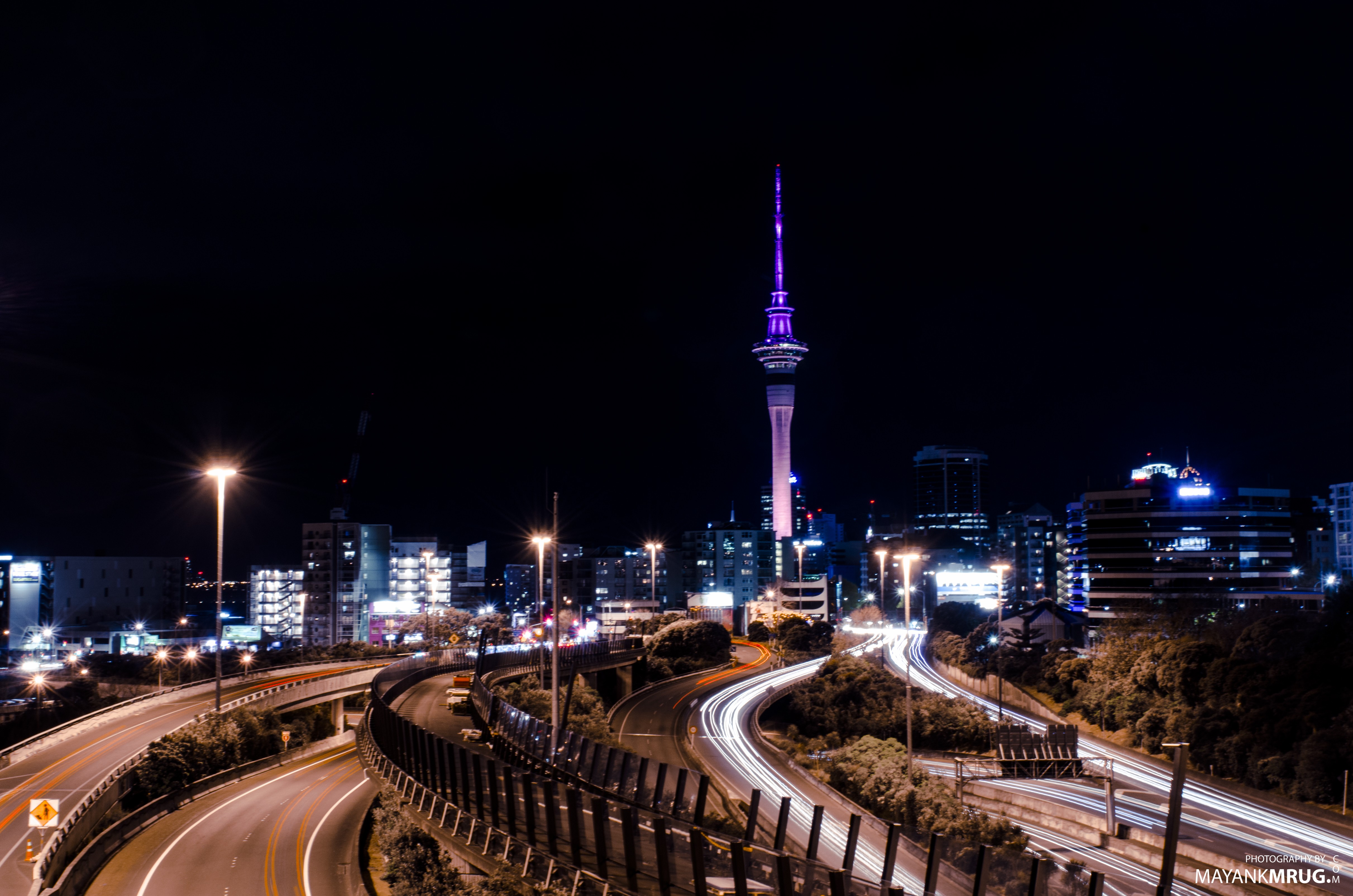 General 4846x3210 Auckland clouds cityscape New Zealand light trails