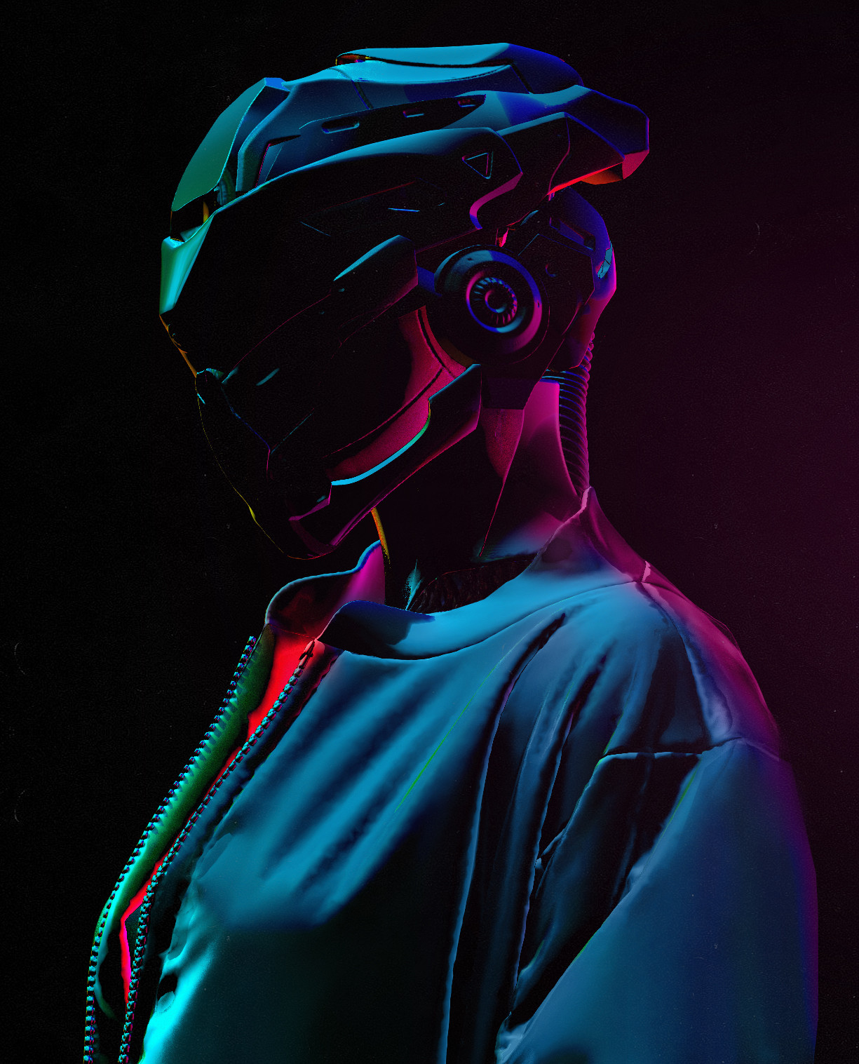 General 1225x1517 women artwork digital art Tony Skeor drawing helmet cyberpunk neon synthwave retrowave retro style