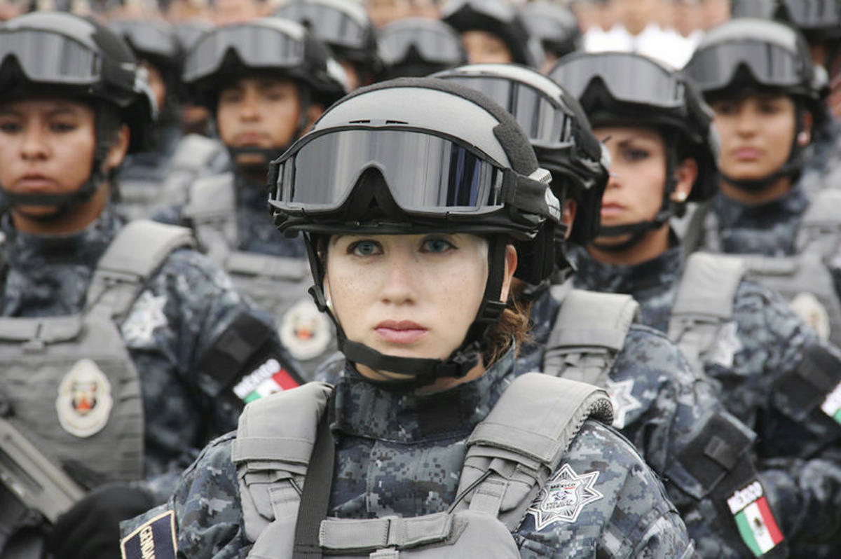 People 1200x798 police Mexican police female soldier Mexico blue eyes brunette Caucasian Latinas police women women uniform helmet
