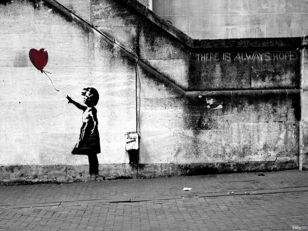General 1024x768 graffiti Banksy urban wall heart (design)