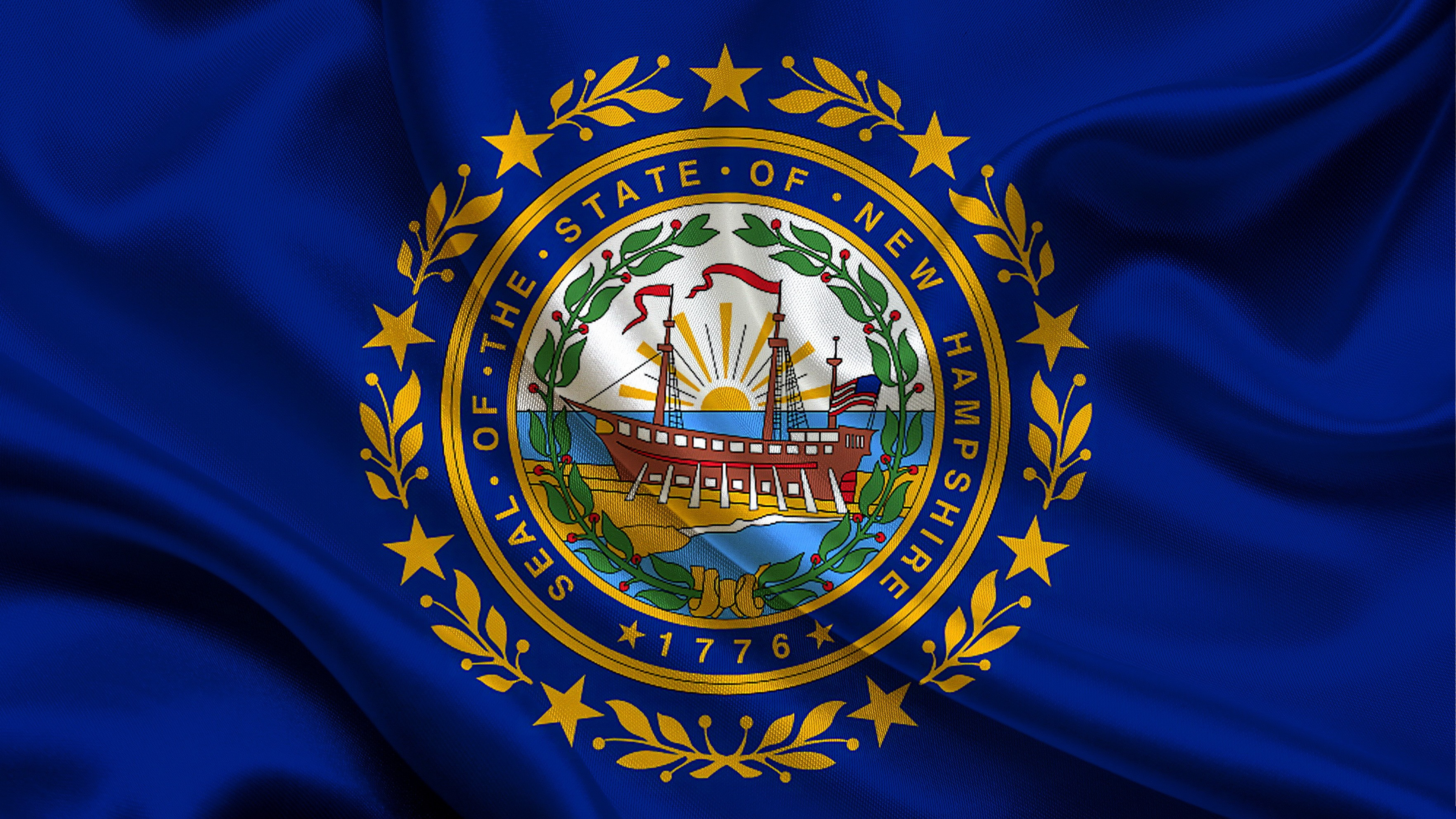 General 3527x1984 New Hampshire flag blue background blue USA digital art