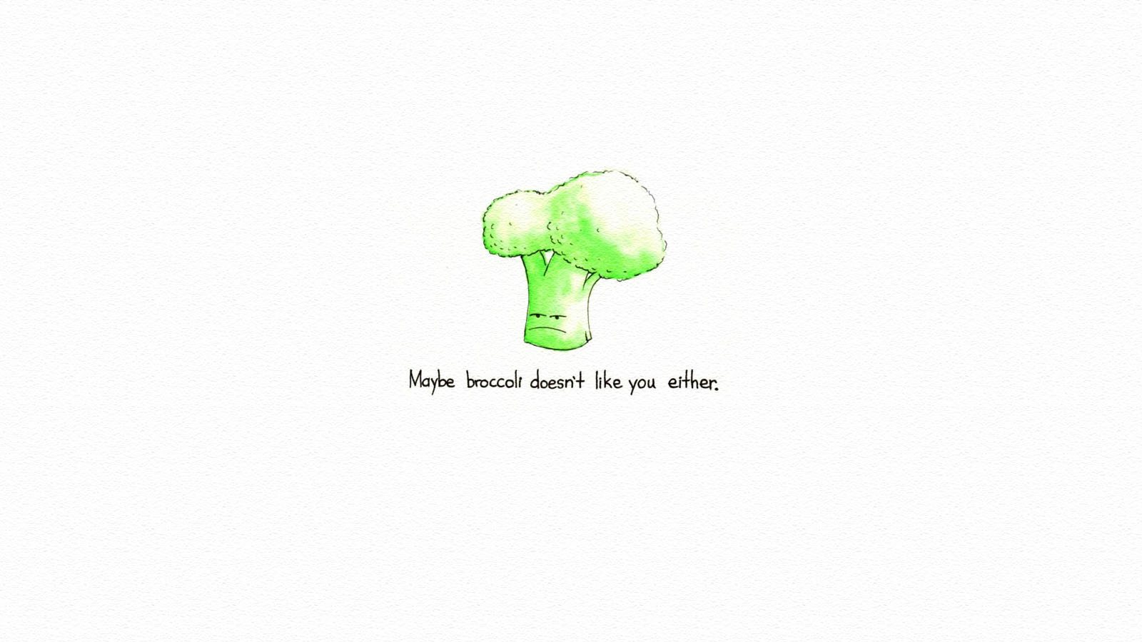 General 1600x900 minimalism simple background vegetables food humor broccoli white background typography artwork