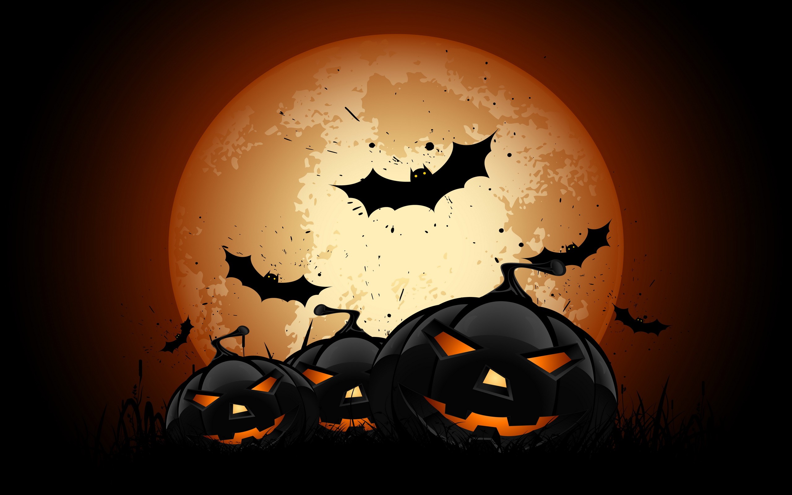 General 2560x1600 Halloween bats pumpkin Moon
