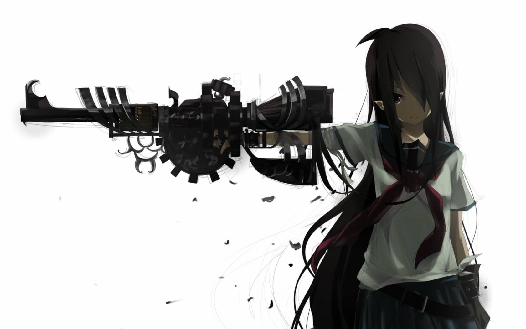 Anime 1680x1050 anime girls schoolgirl girls with guns