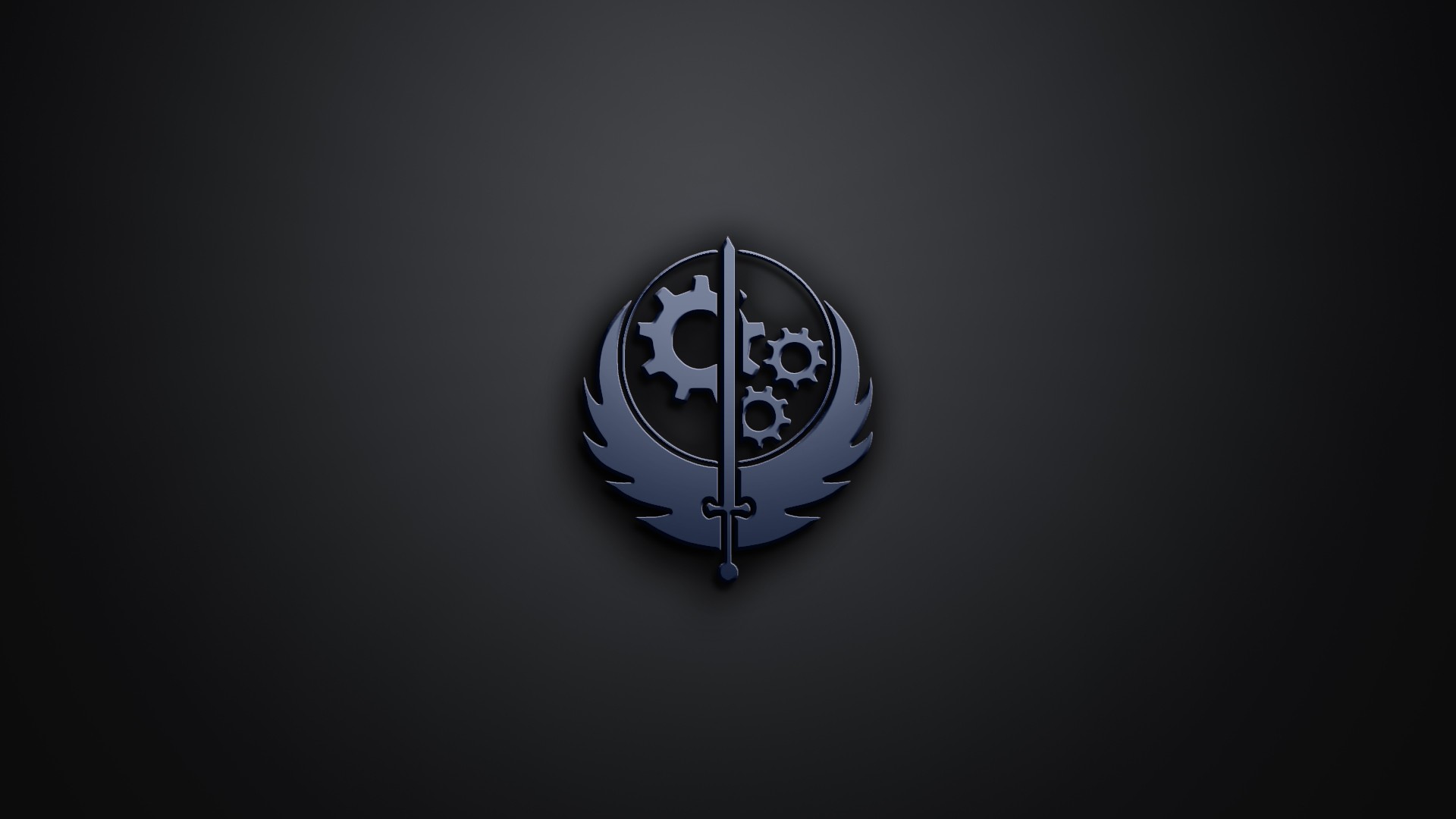 General 1920x1080 video games Fallout minimalism simple background gears sword video game art Brotherhood of Steel logo