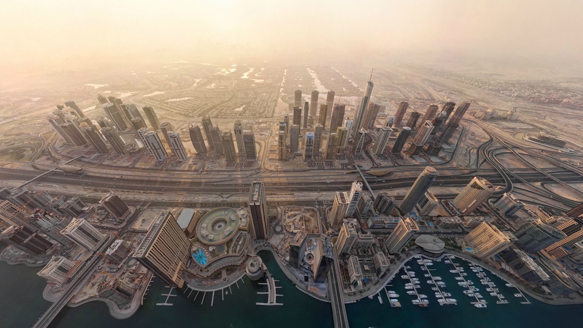 General 1920x1080 city aerial view cityscape Dubai dock harbor