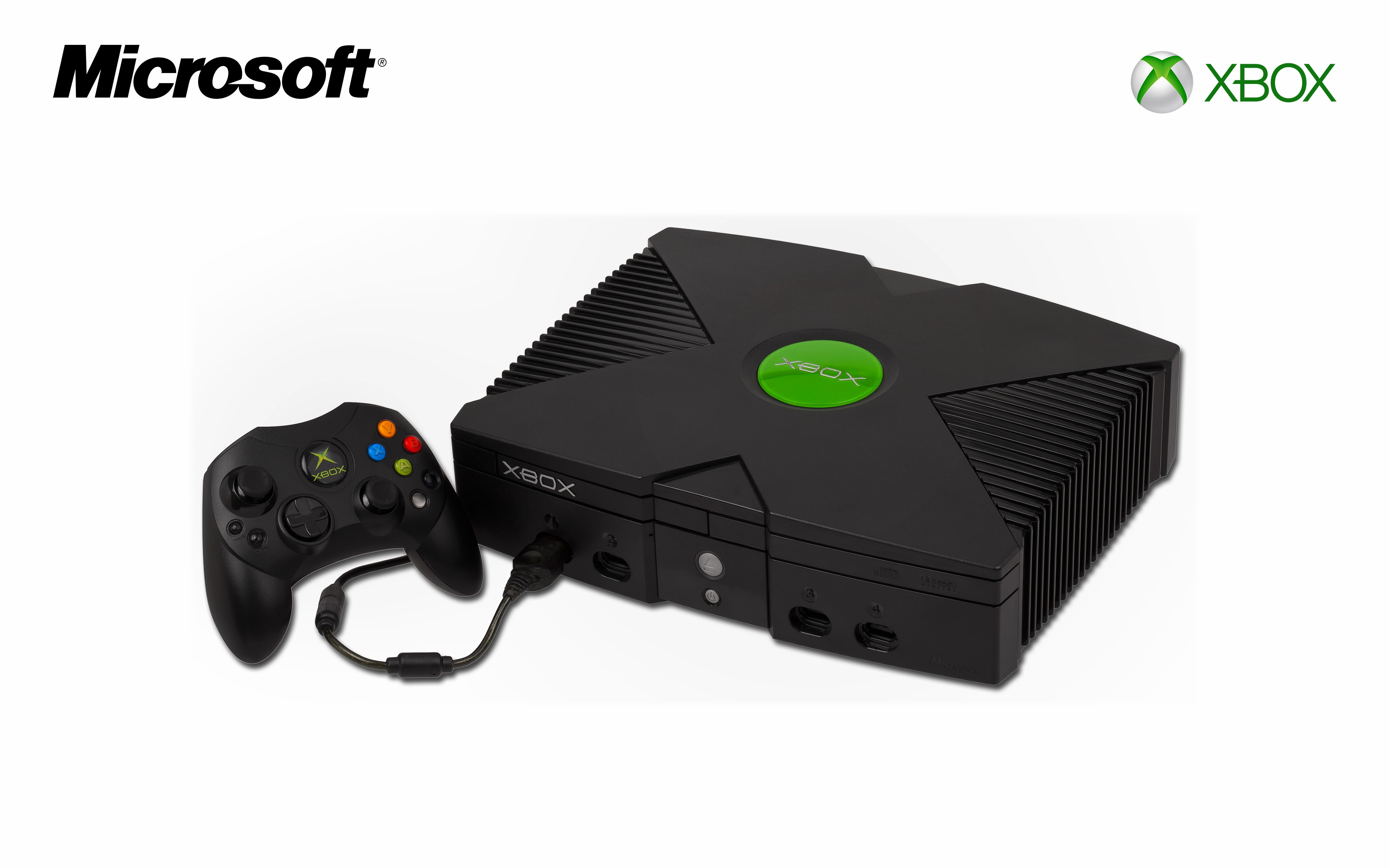 General 3840x2400 Xbox Microsoft consoles video games simple background nostalgia white background controllers retro console