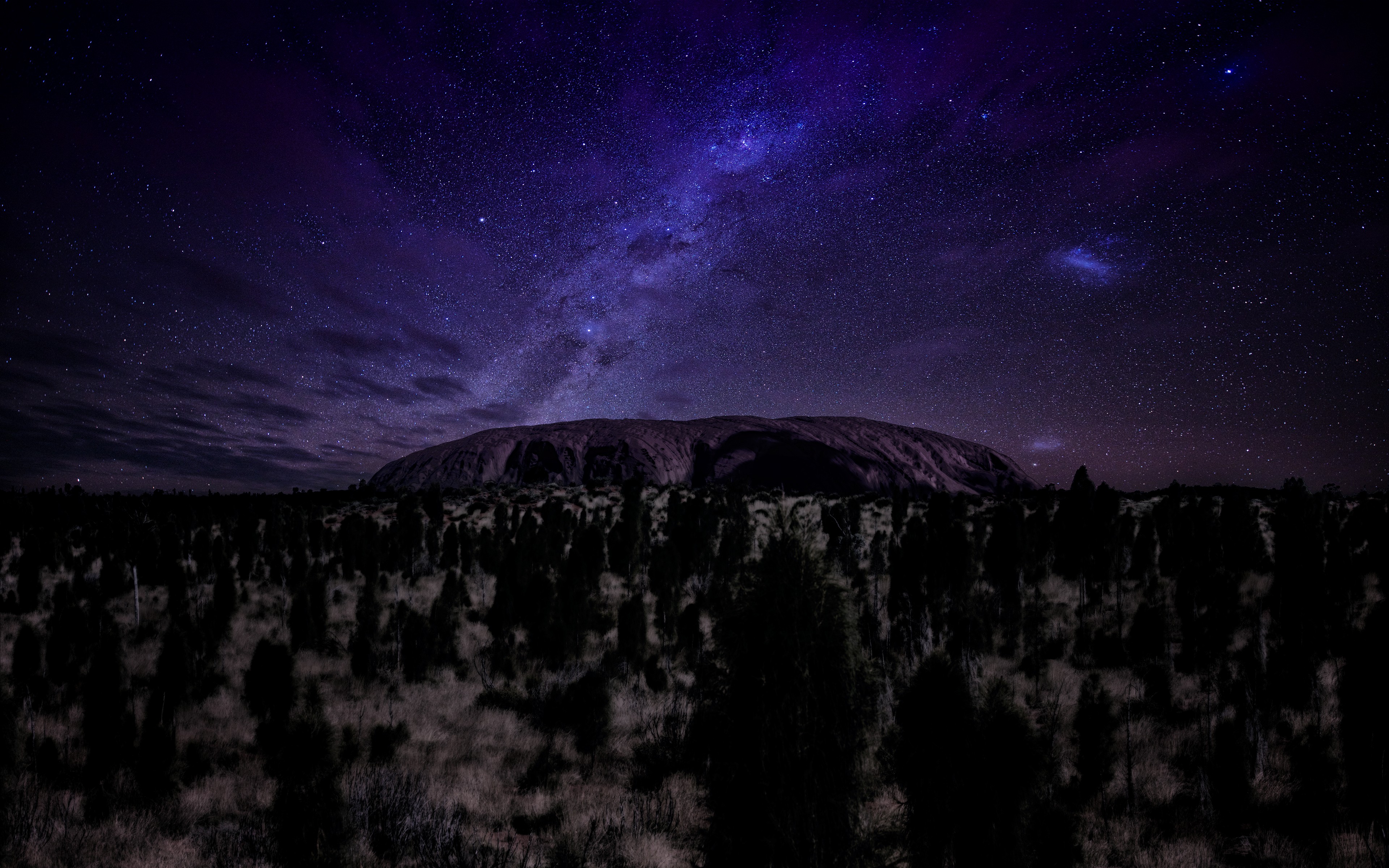 General 3840x2400 landscape sky night starred sky nature dark stars Uluru low light