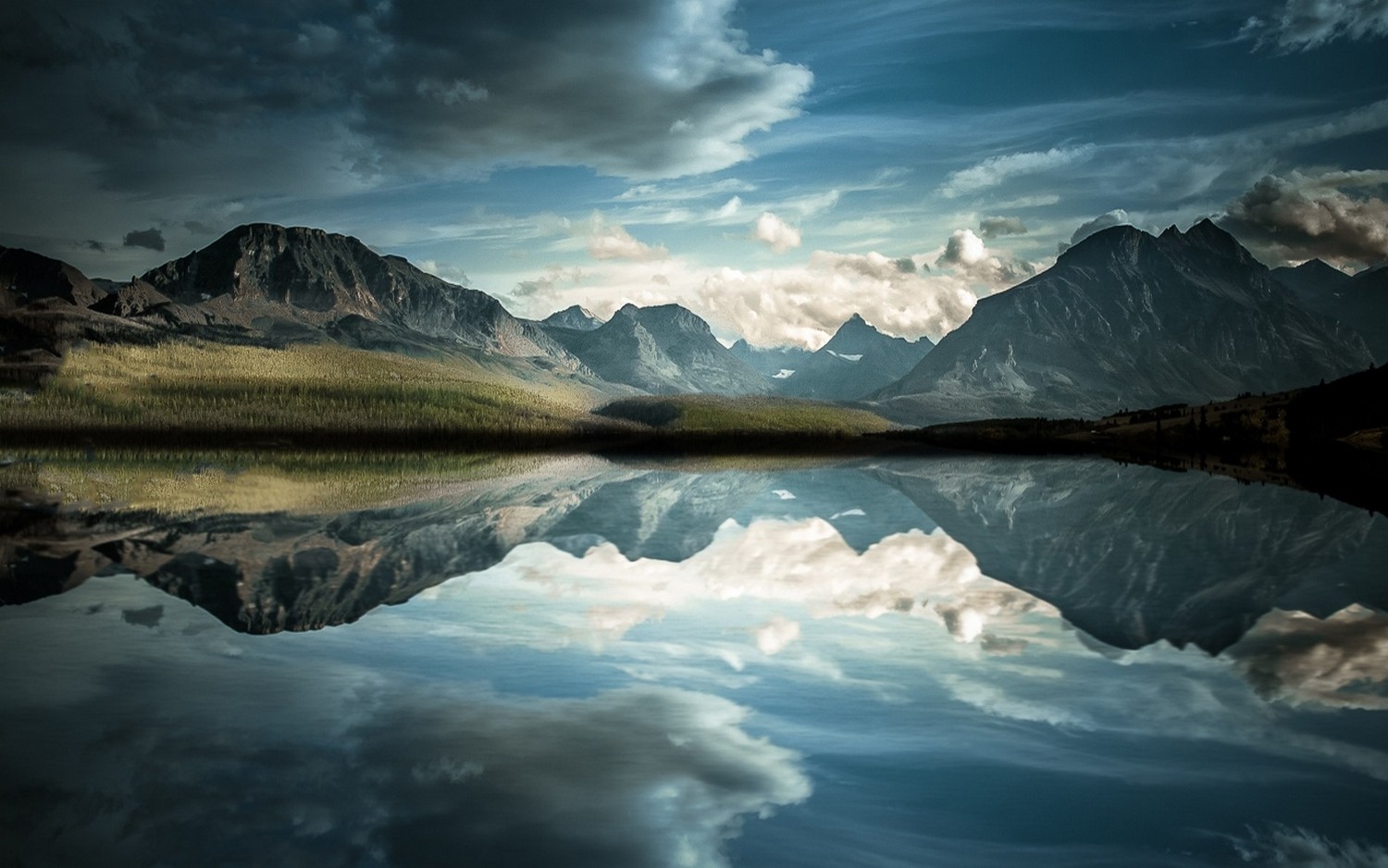 General 1500x938 nature landscape lake reflection calm mountains clouds water