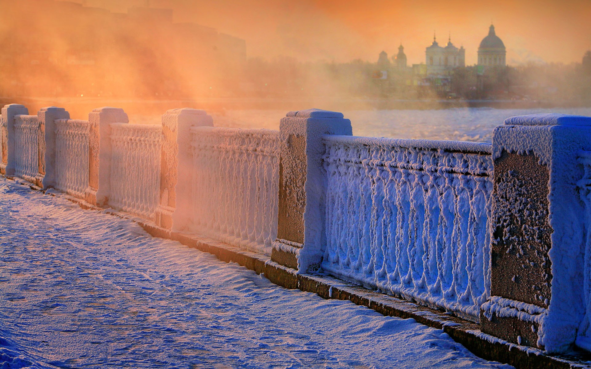 General 1920x1200 winter snow ice cityscape cold St. Petersburg Russia