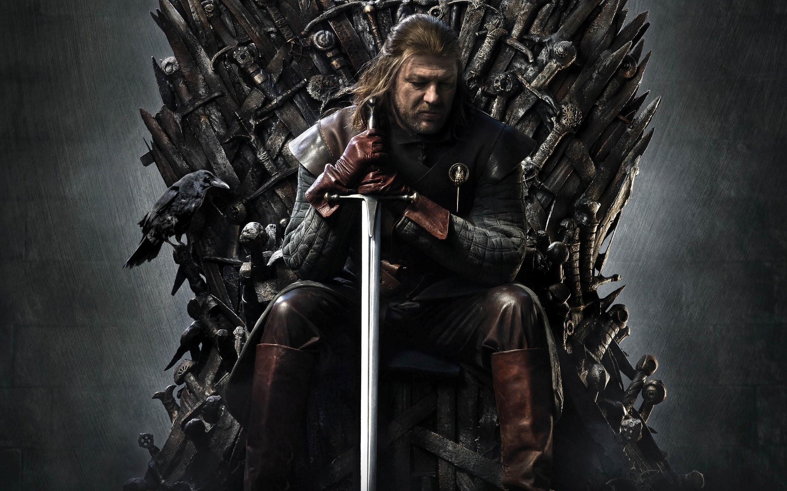 General 2560x1600 Game of Thrones Ned Stark sword throne sitting men Sean Bean fantasy men TV series digital art
