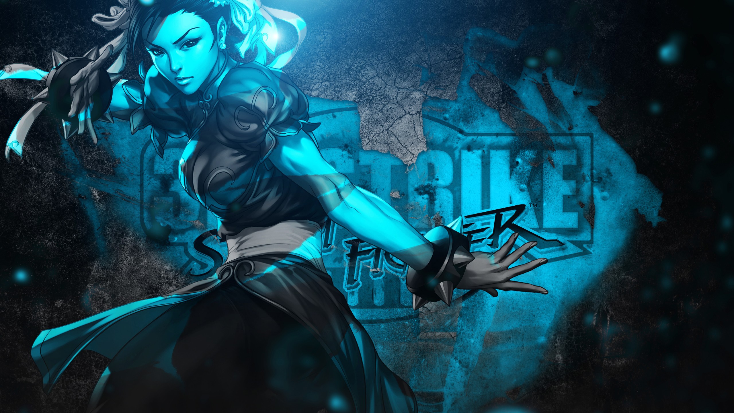 General 2560x1440 Street Fighter Chun-Li video games video game art video game warriors women Street Fighter 3RD Strike cyan blue