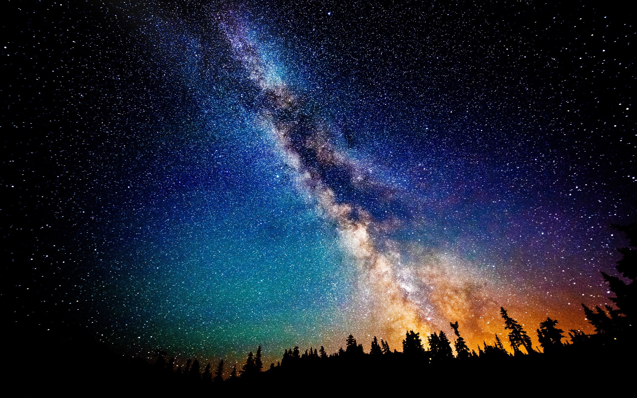 General 2560x1600 night space stars Milky Way trees space art digital art landscape sky nature