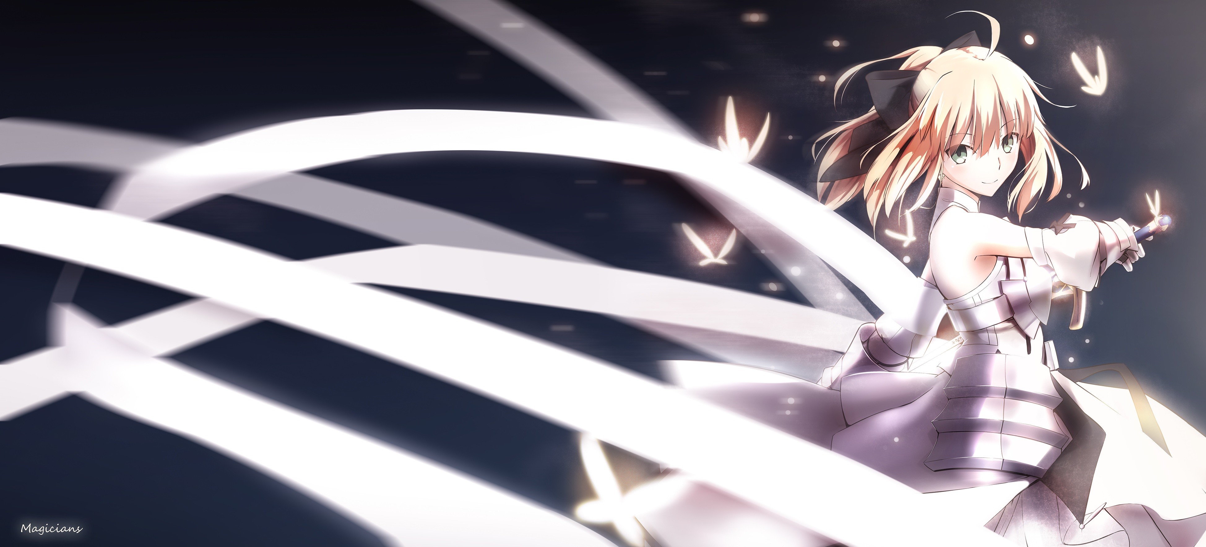 Anime 3897x1769 Fate/Unlimited Codes  Saber Lily Fate series armor blonde anime anime girls fantasy art fantasy girl green eyes