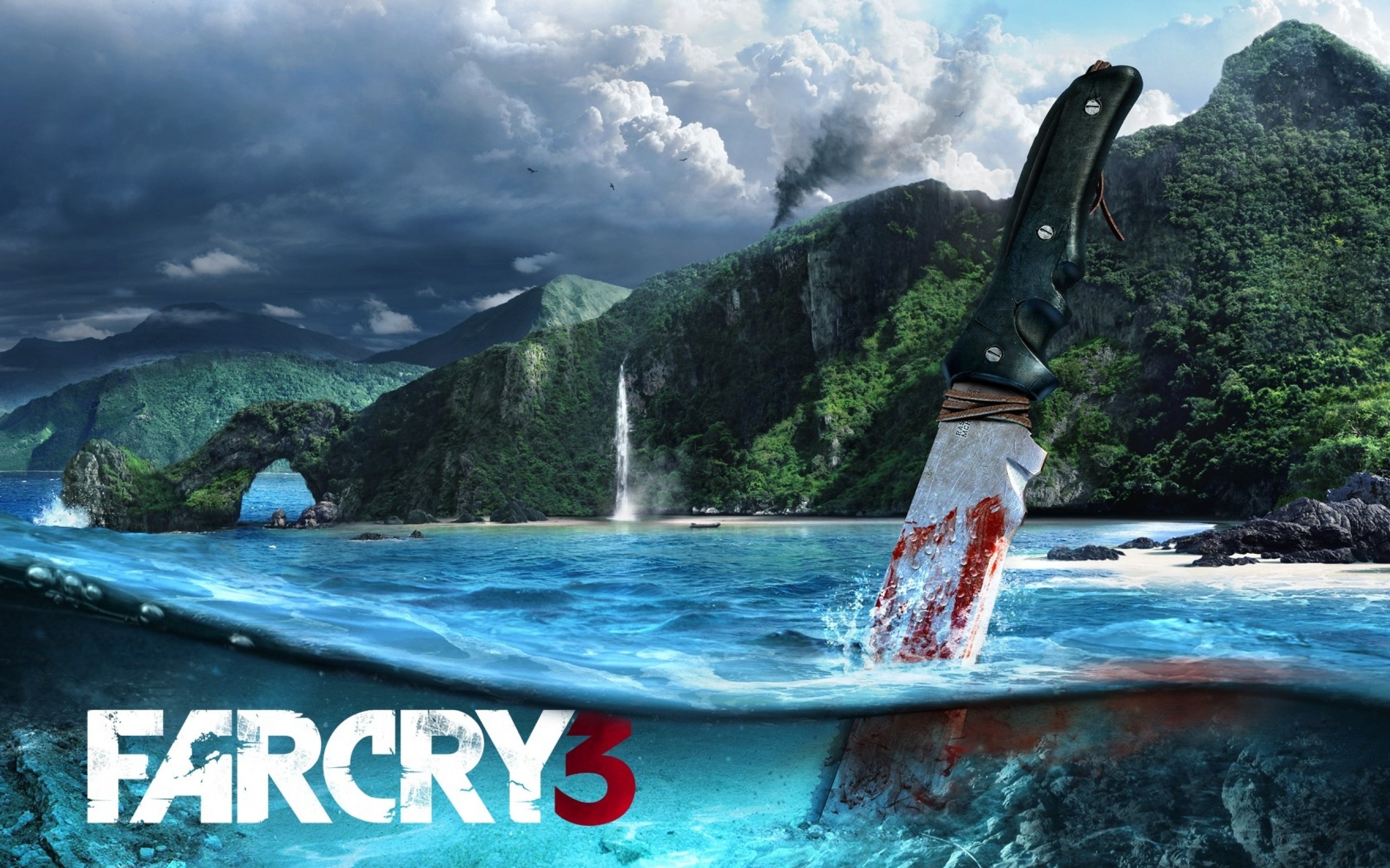 General 2560x1600 Far Cry 3 nature sea knife video games island tropical PC gaming video game art 2012 (Year) Ubisoft digital art