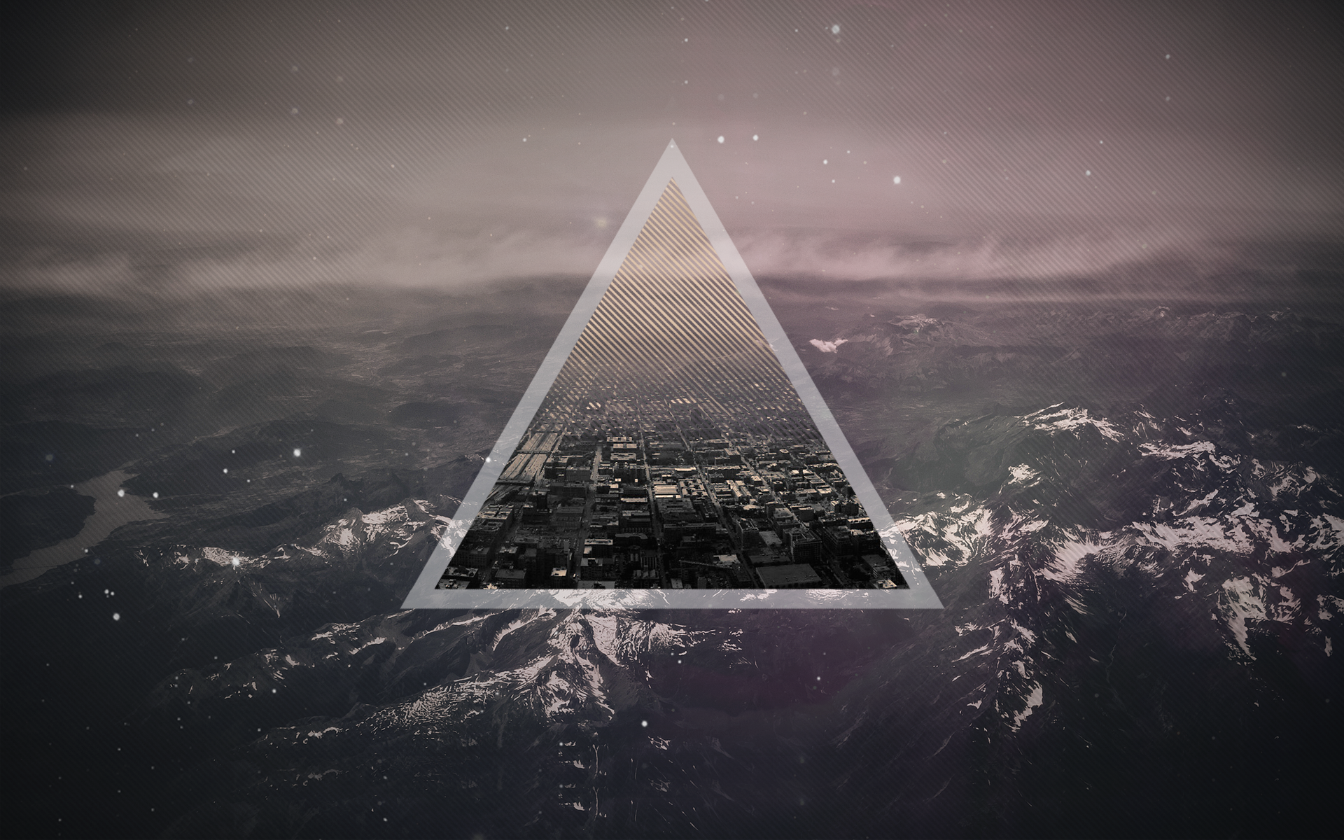 General 1920x1200 triangle geometry photo manipulation mountains abstract nature landscape cityscape digital art