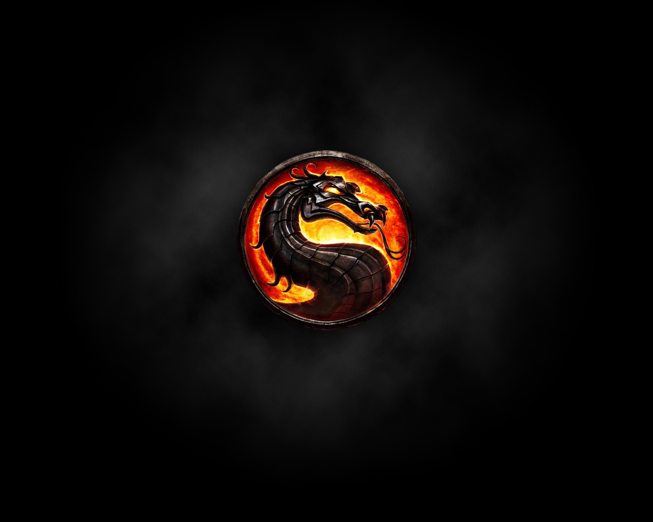General 1280x1024 Mortal Kombat video games dragon black background logo video game art simple background