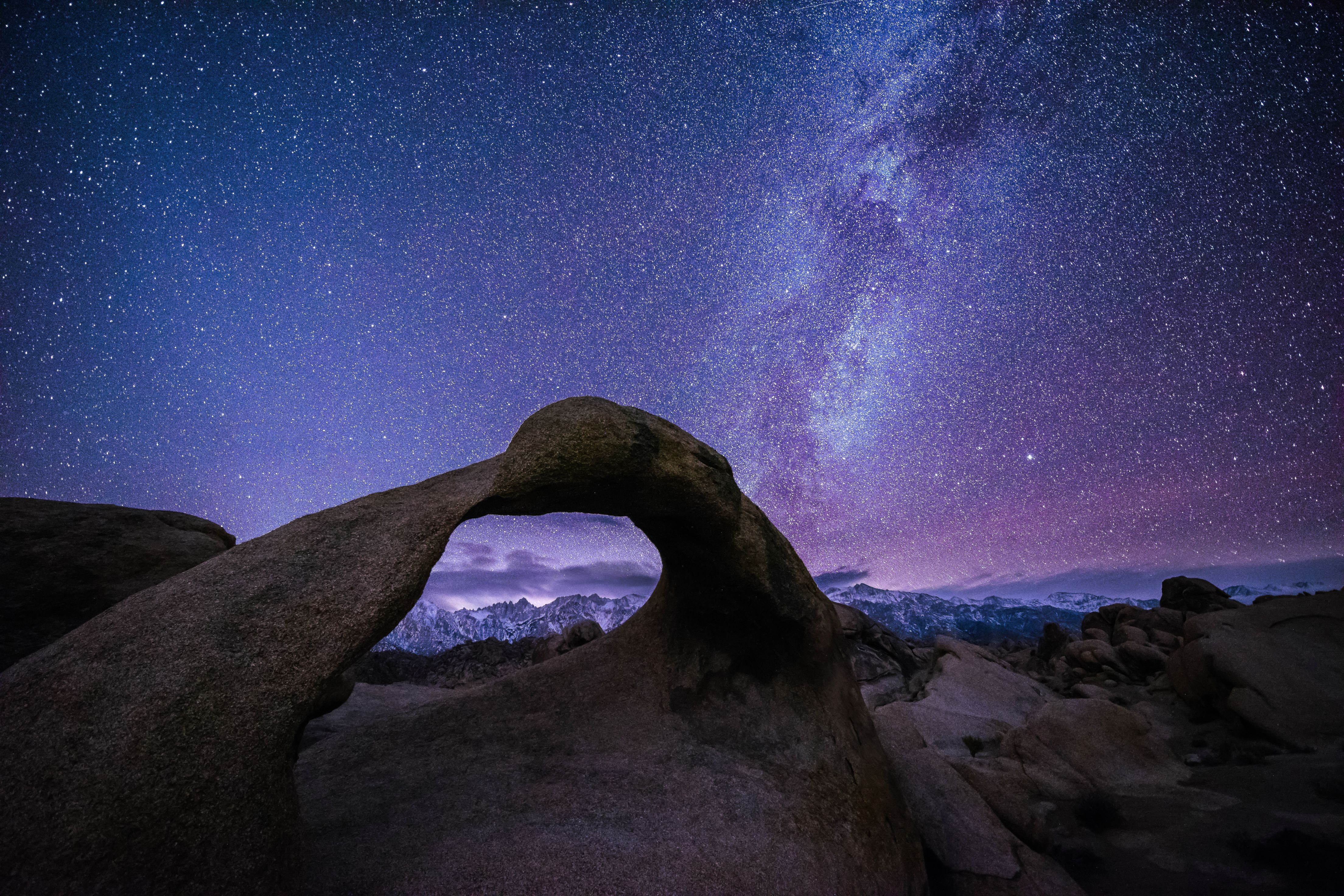General 4416x2944 Milky Way stars nature rock formation starred sky night stone arch sky long exposure