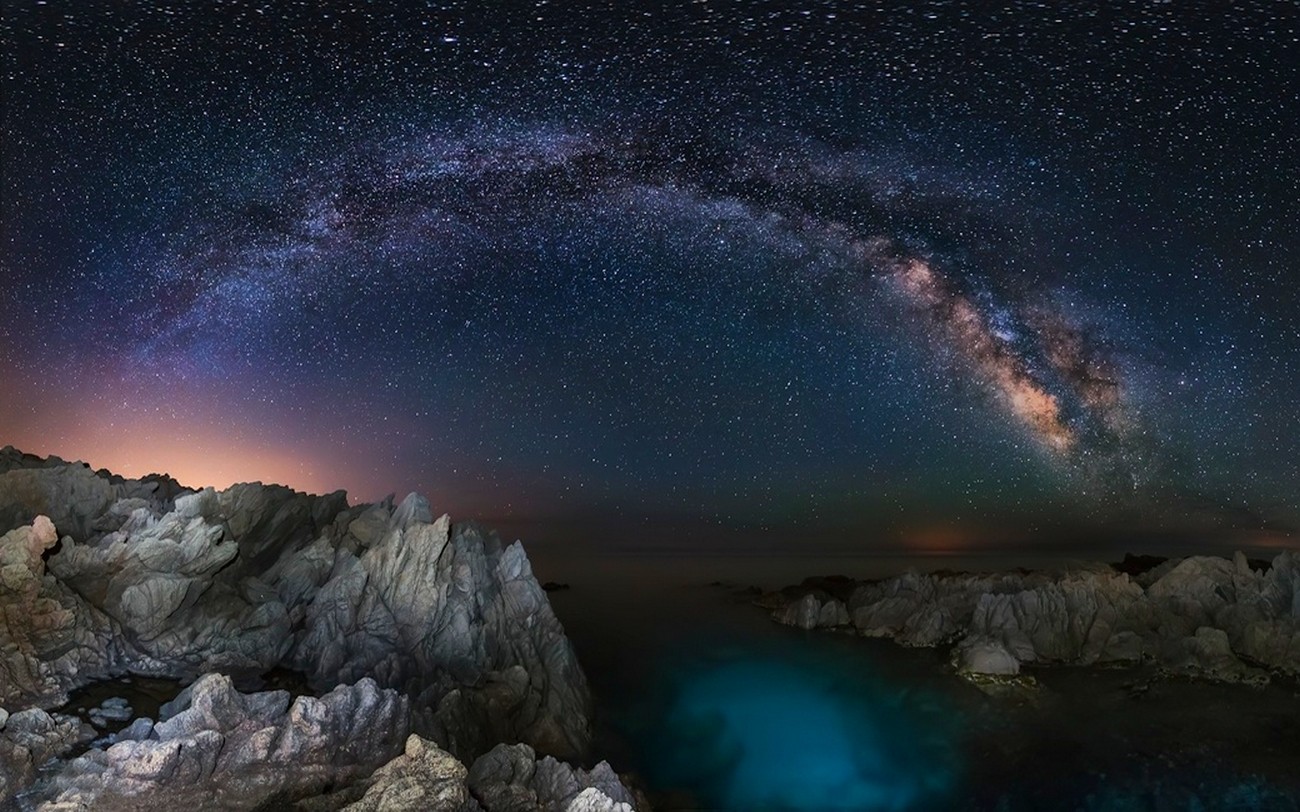 General 1300x812 starry night Milky Way long exposure rocks coast sea lights nature landscape space sky stars