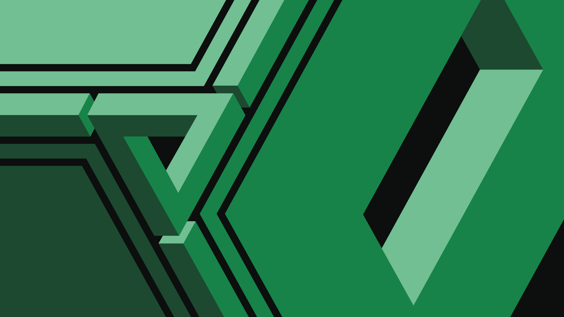 General 1920x1080 geometry Penrose triangle abstract green Trixel geometric figures digital art