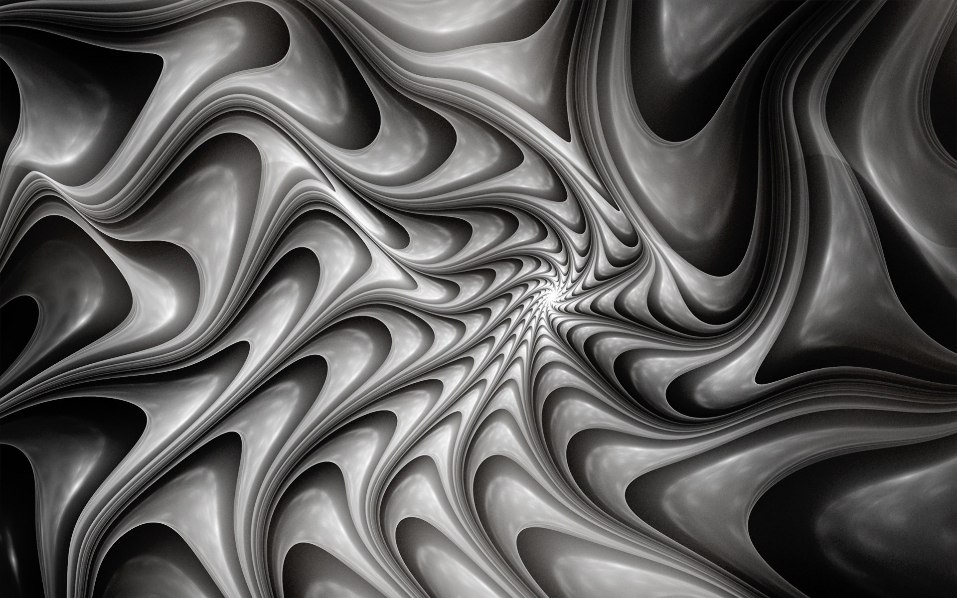 General 1920x1200 abstract monochrome CGI shapes swirls digital art gray