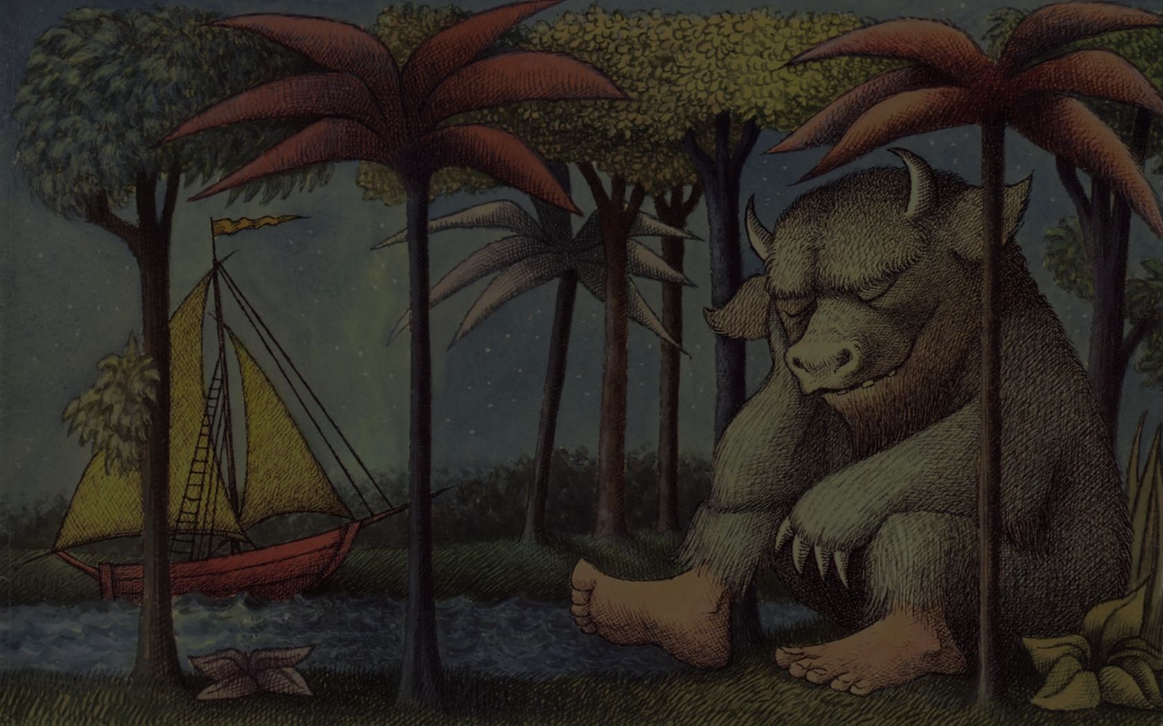 General 1680x1050 Where the Wild Things Are fantasy art boat creature