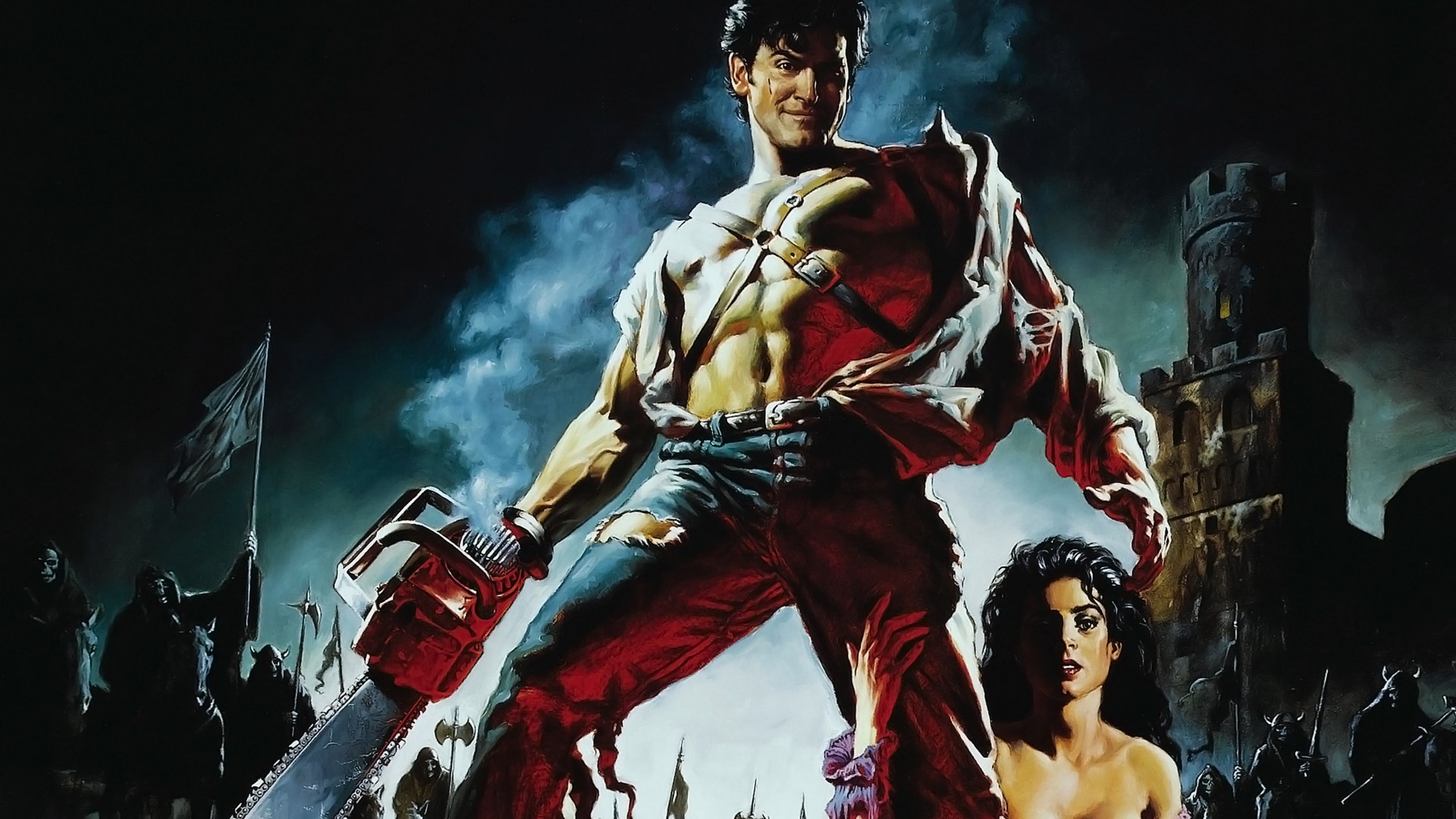 General 1920x1080 Evil Dead chainsaws Bruce Campbell Army of Darkness movies movie poster digital art
