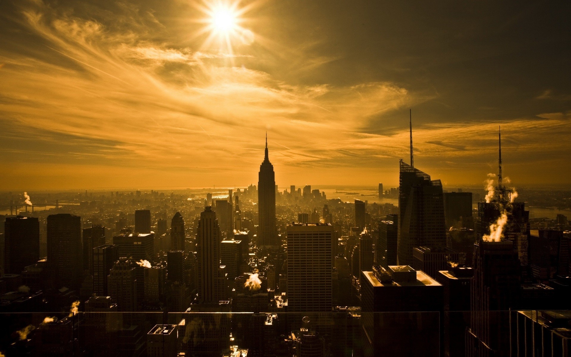 General 1920x1200 photography urban city building cityscape skyscraper New York City sunlight silhouette Empire State Building USA