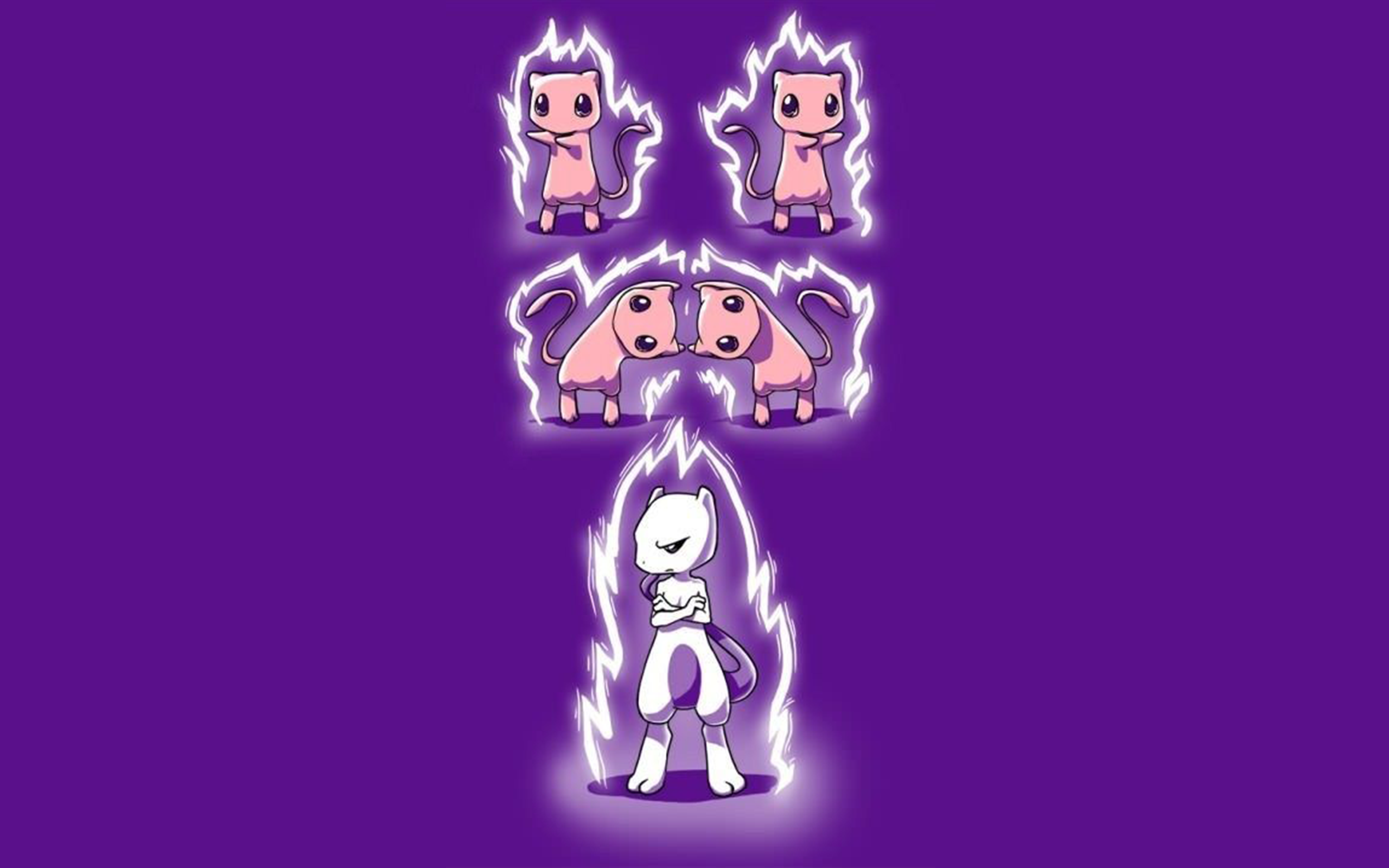 Anime 2560x1600 Pokémon Mew Mewtwo anime simple background purple background
