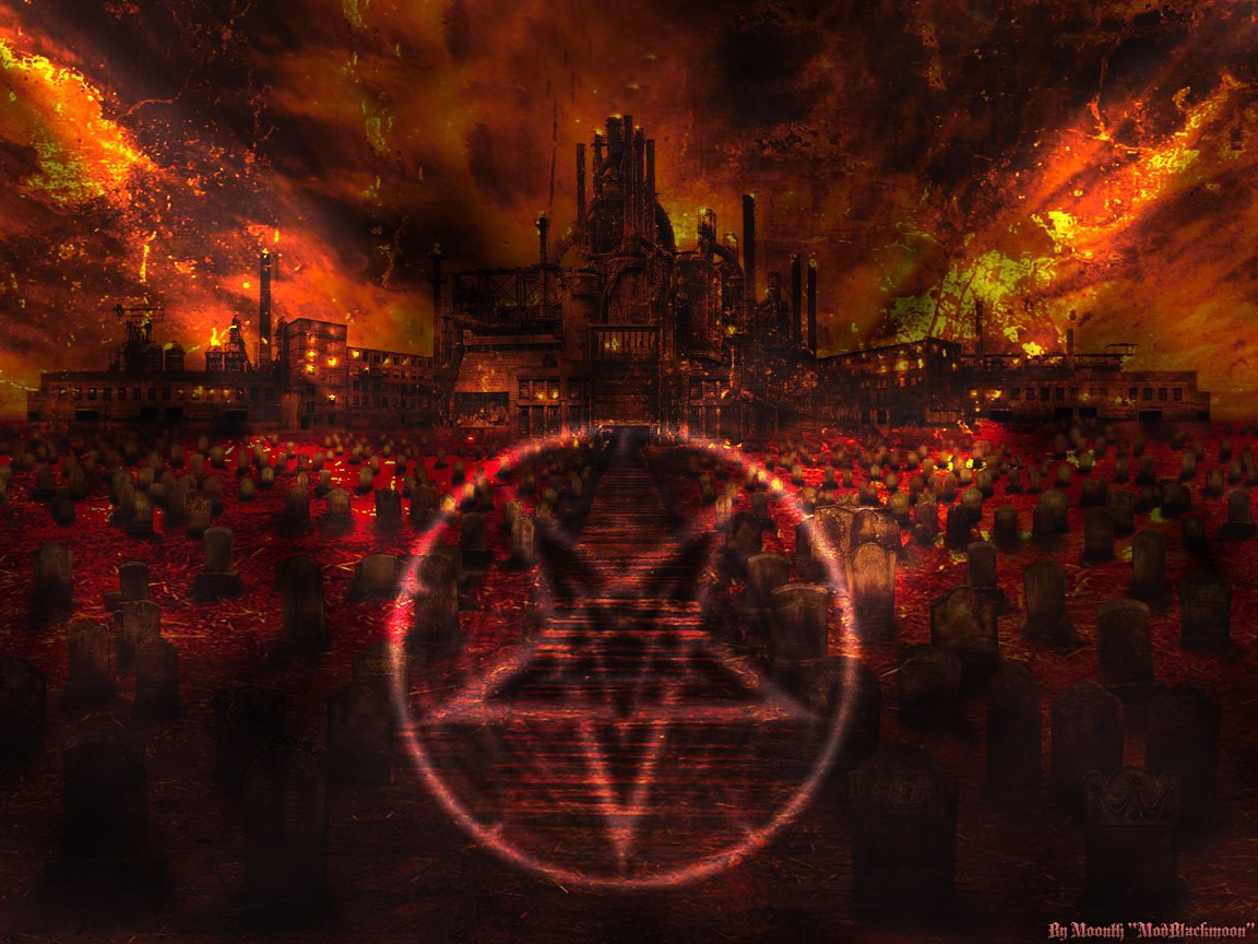 General 1152x864 artwork horror pentagram inverted pentagram dark apocalyptic satanic explosion fire