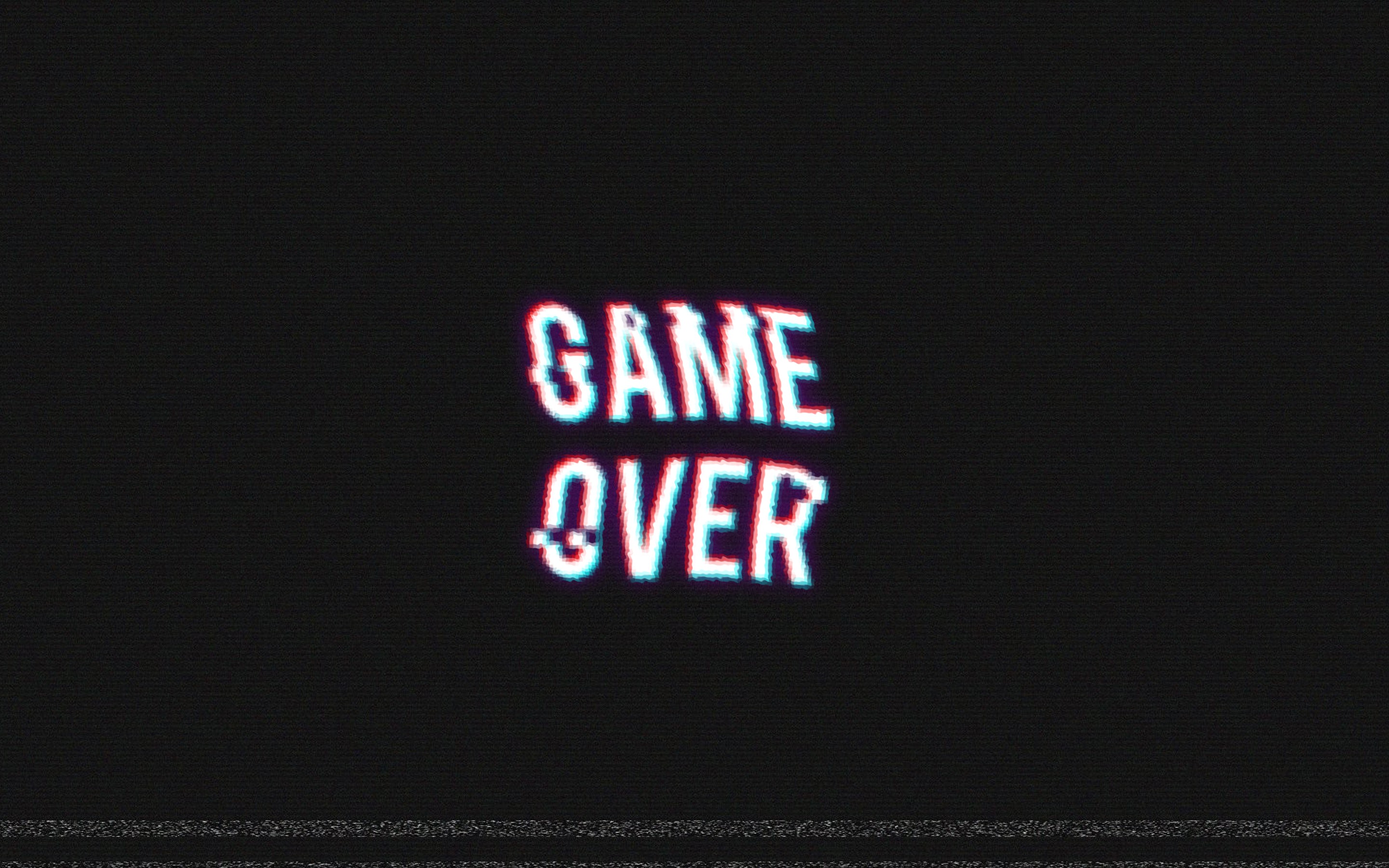 General 2880x1800 GAME OVER video games retro games distortion black background glitch art typography