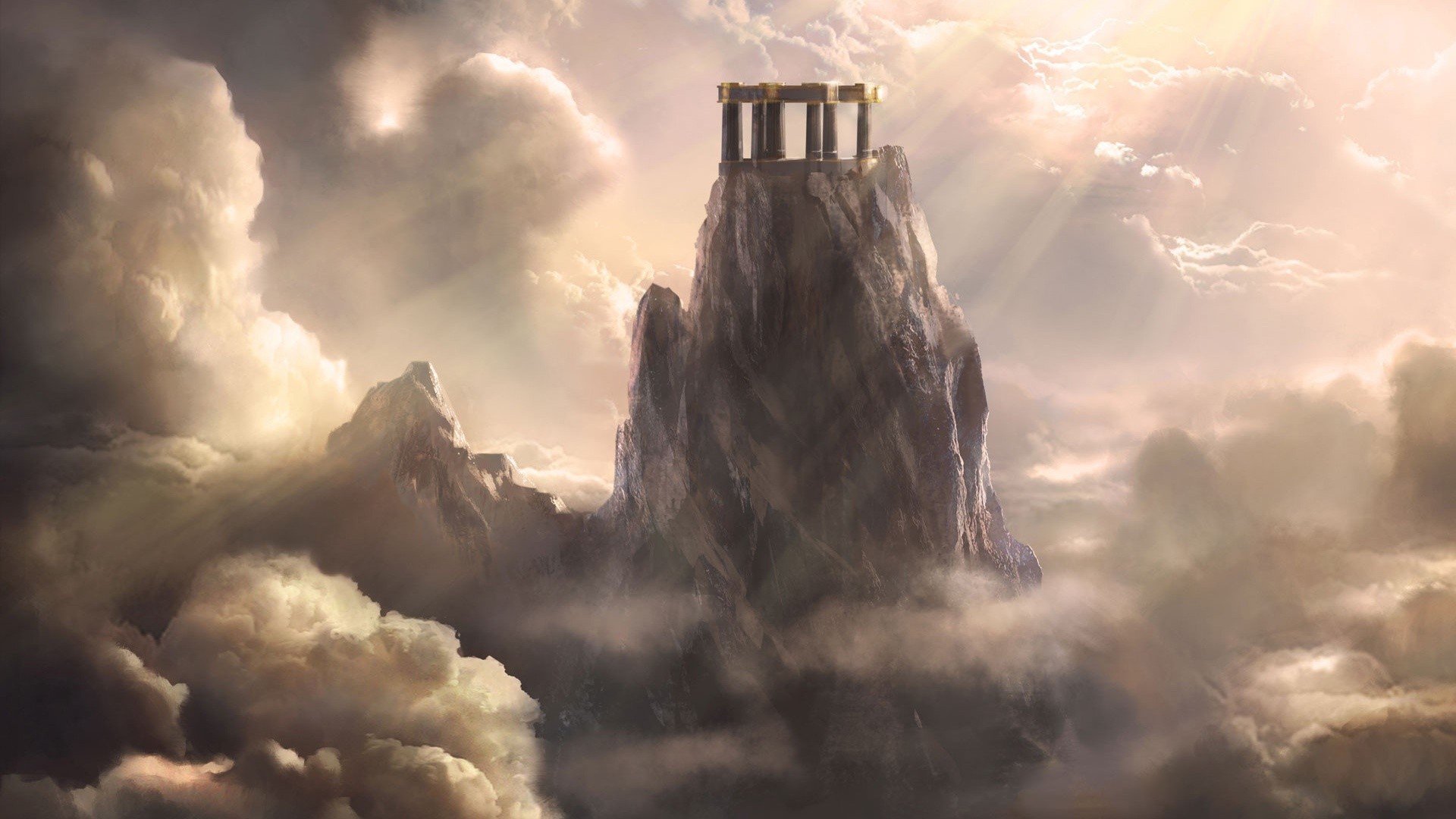 General 1920x1080 sky artwork God of War video games God of War: ascension video game art clouds mountains