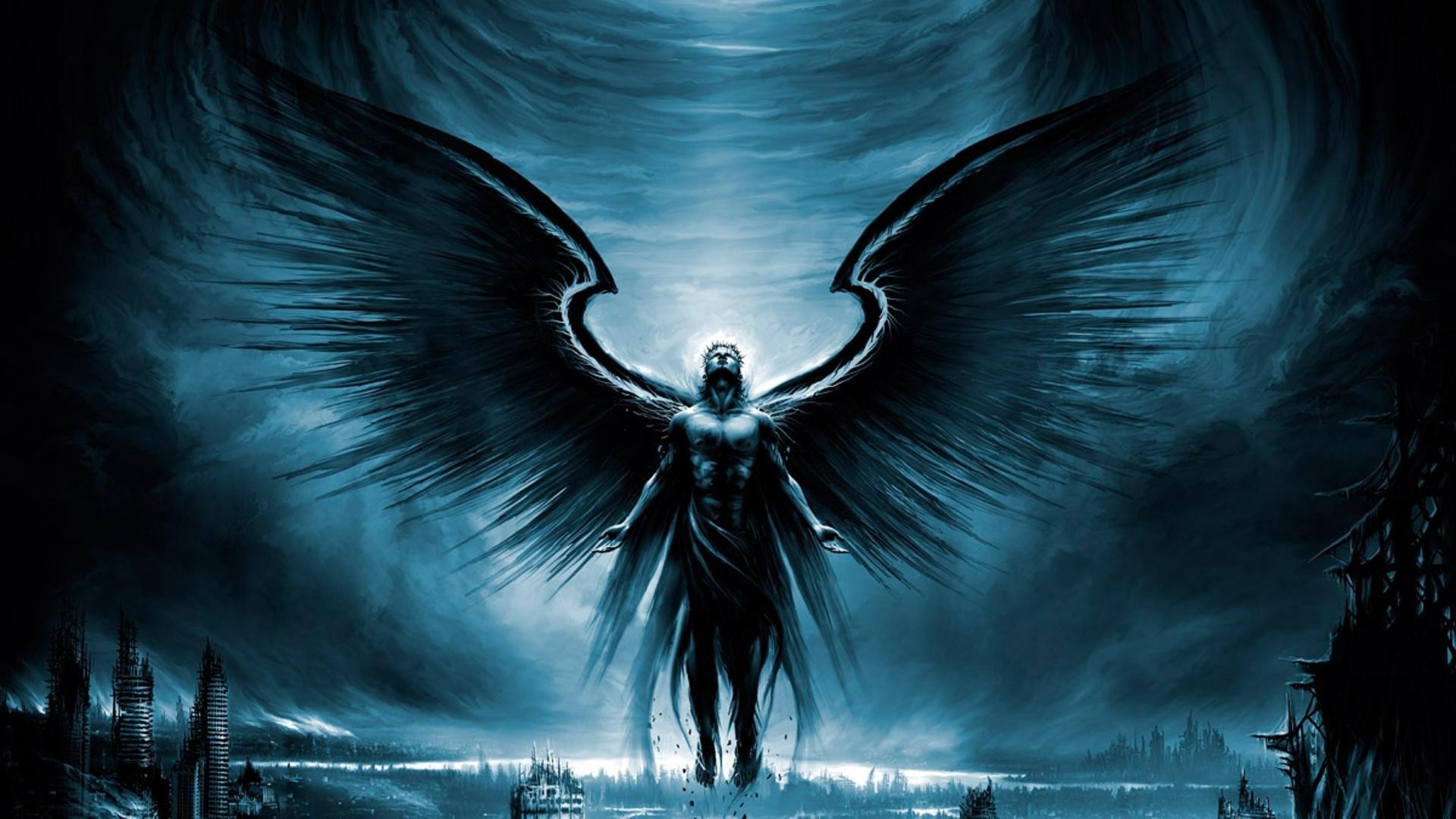 General 1920x1080 wings angel apocalyptic Vitaly S Alexius digital art blue