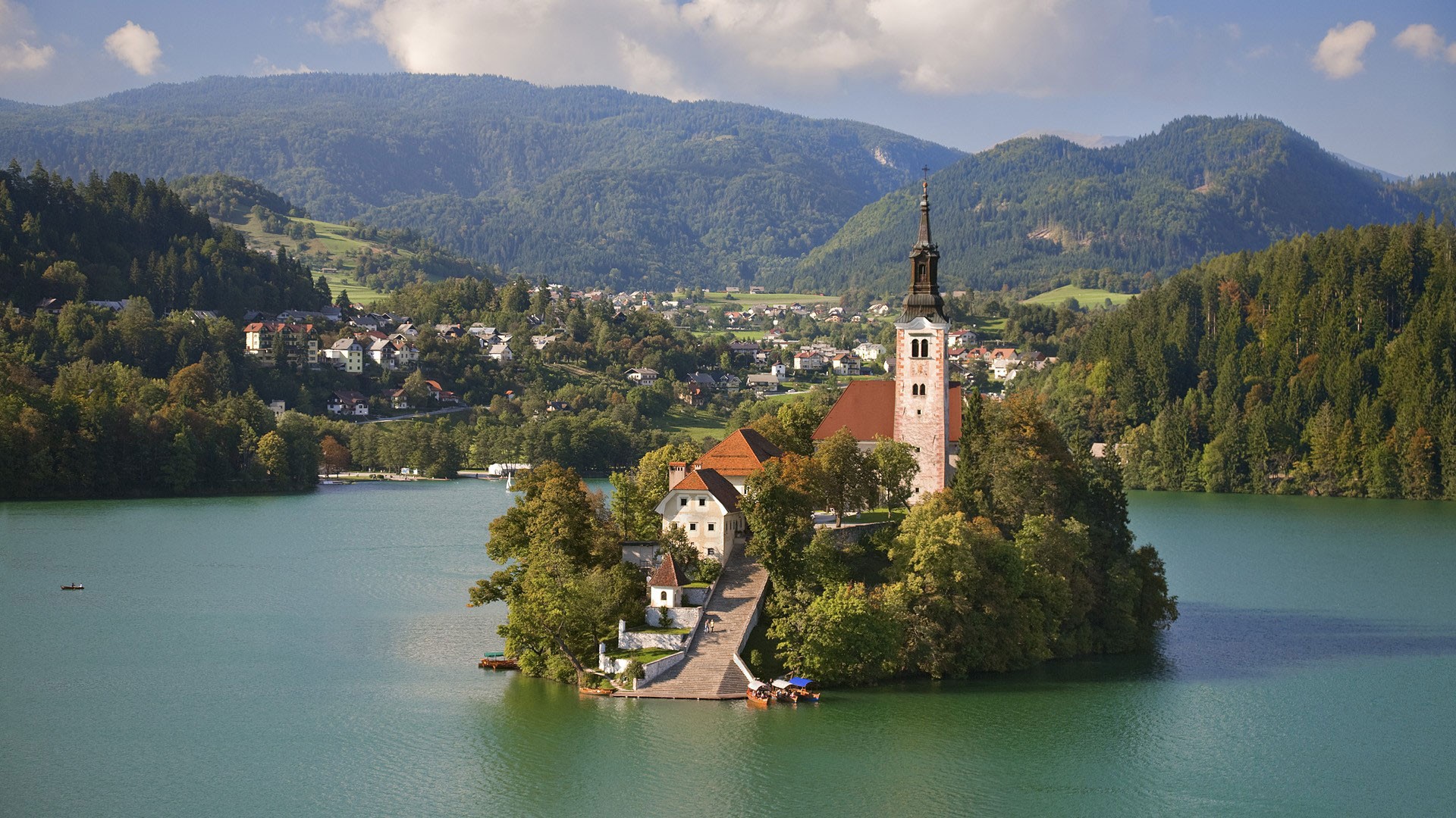 General 1920x1080 island Lake Bled Slovenia church outdoors building landscape