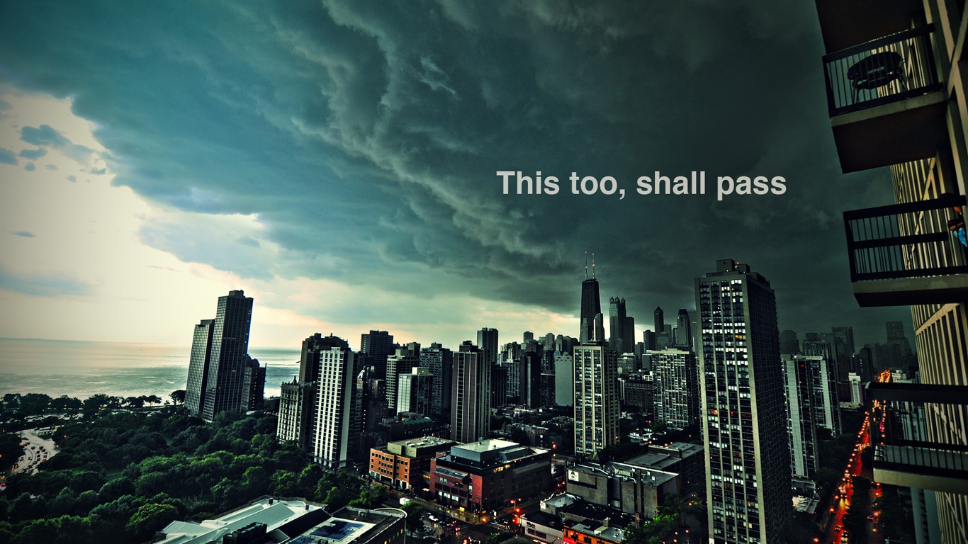 General 1366x768 cityscape quote motivational clouds USA sky storm Chicago