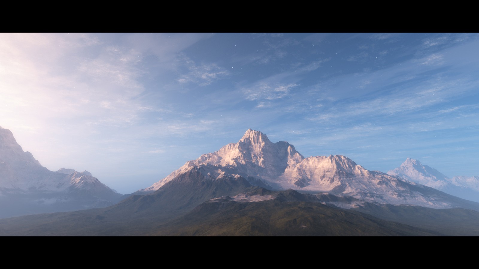 General 1600x900 mountains stars digital art CGI