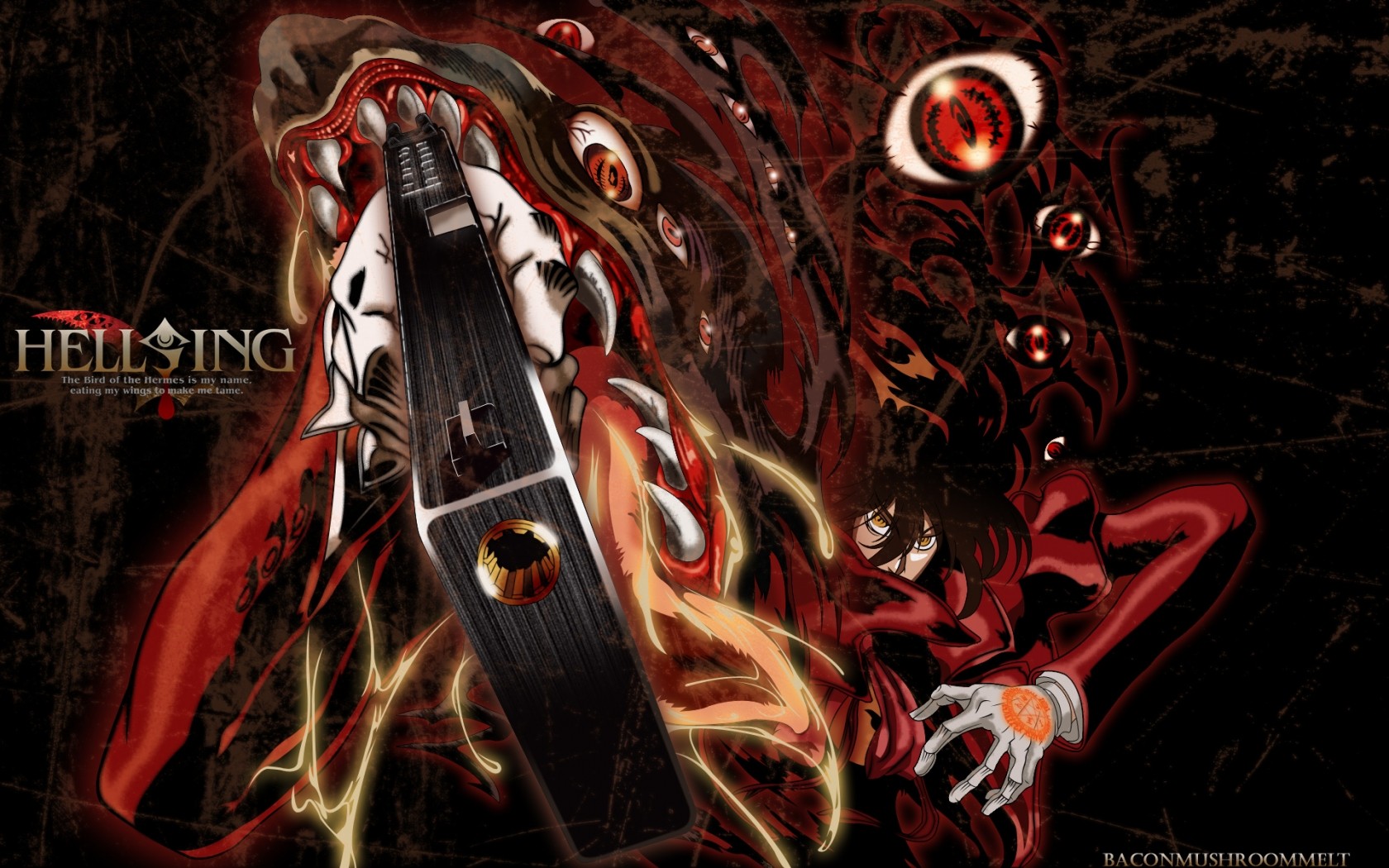 Anime 1680x1050 Alucard vampires Hellsing Ultimate manga anime gun pentagram at gunpoint