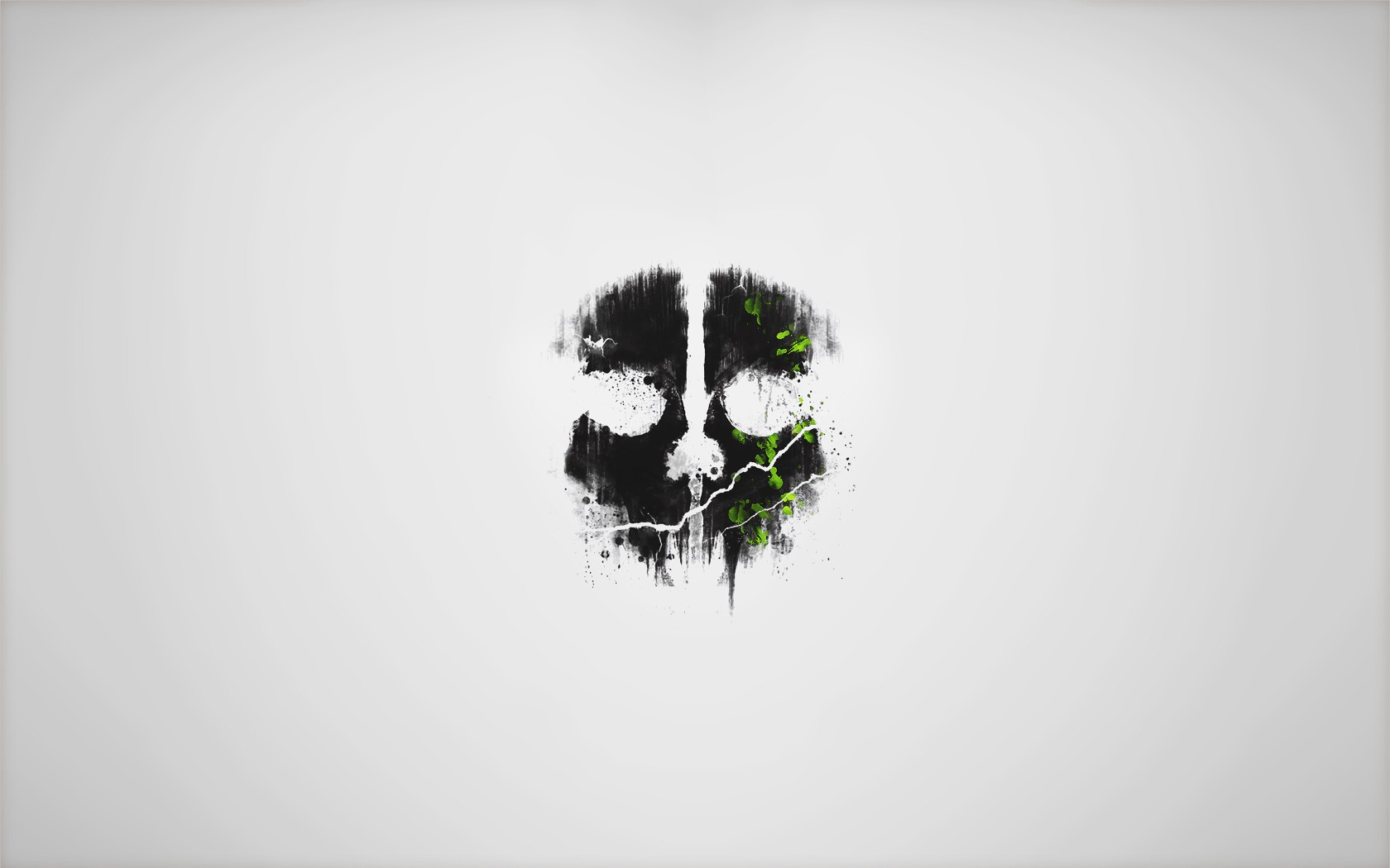 General 1680x1050 Call of Duty: Ghosts skull minimalism gray black green lights video games Call of Duty PC gaming video game art simple background white background