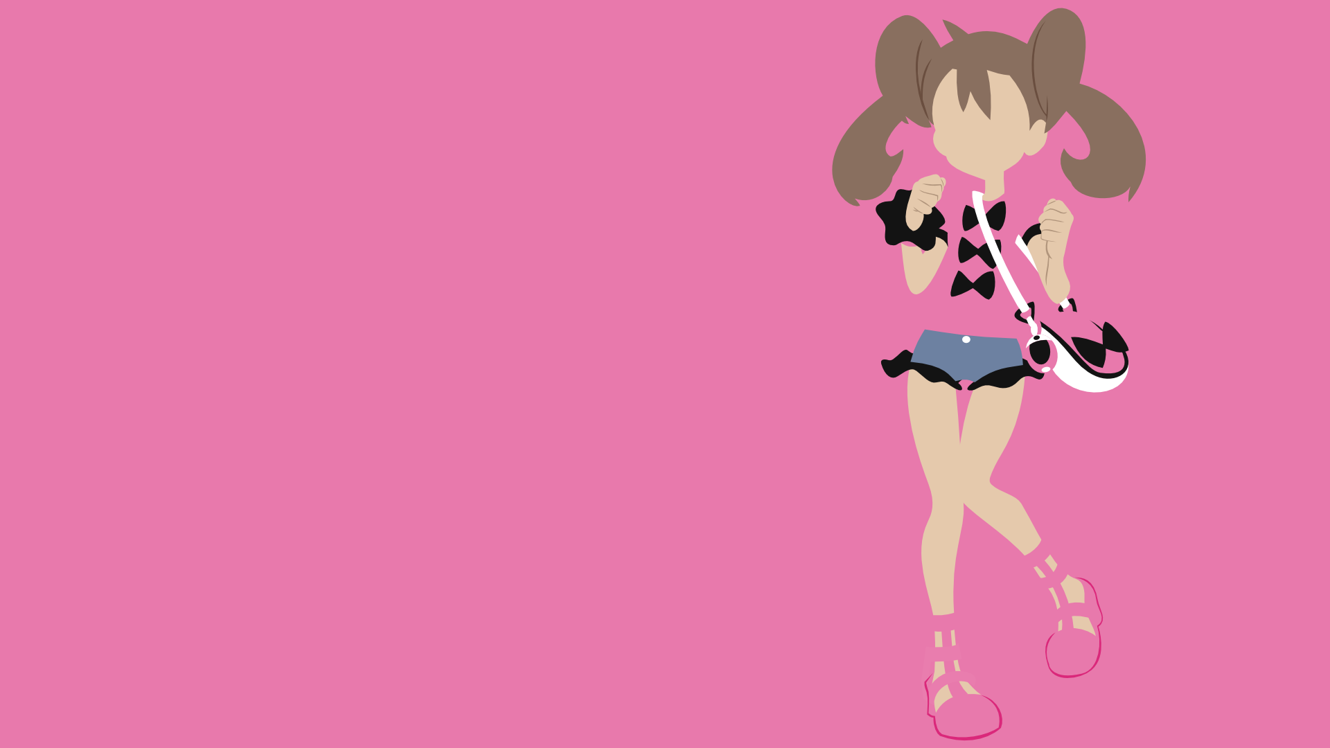 Anime 1920x1080 minimalism Pokémon anime girls pink background simple background knees together anime