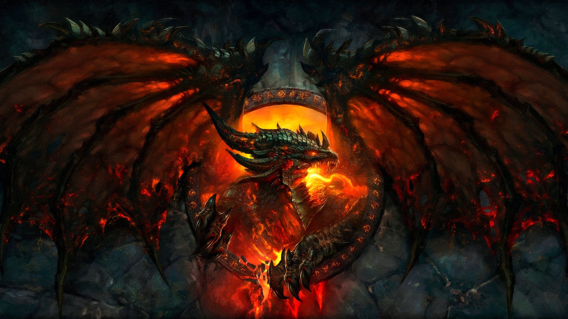 General 2400x1351 World of Warcraft World of Warcraft: Cataclysm Deathwing video game art dragon creature wings fantasy art