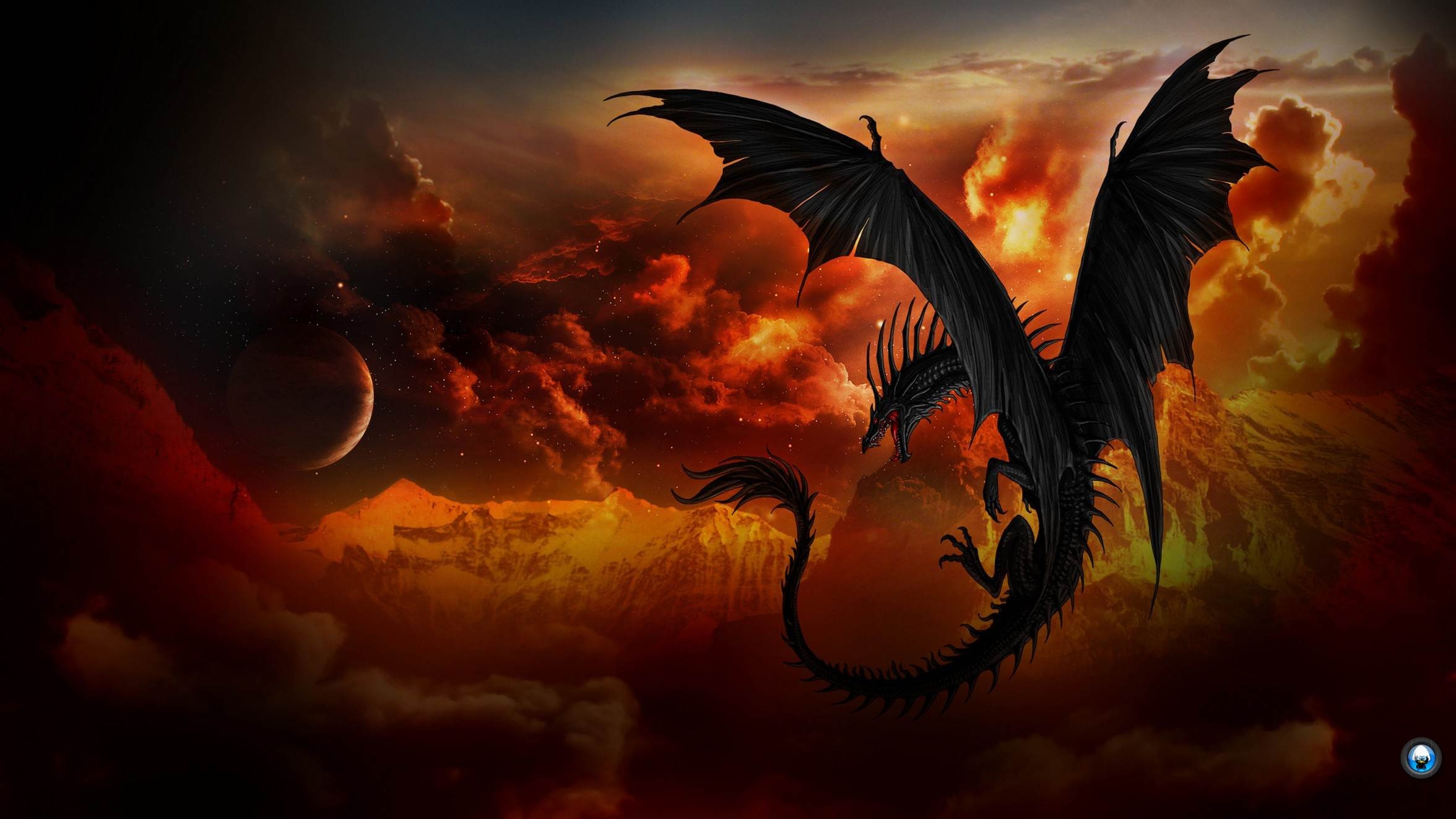 General 2352x1323 dragon fantasy art artwork creature sky planet