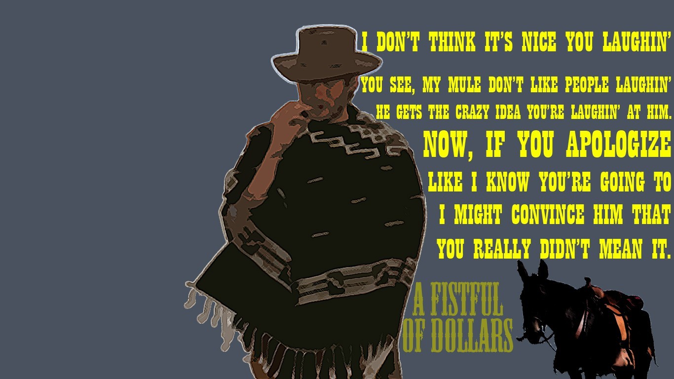 General 1366x768 Clint Eastwood Man with No Name Sergio Leone movies simple background actor quote